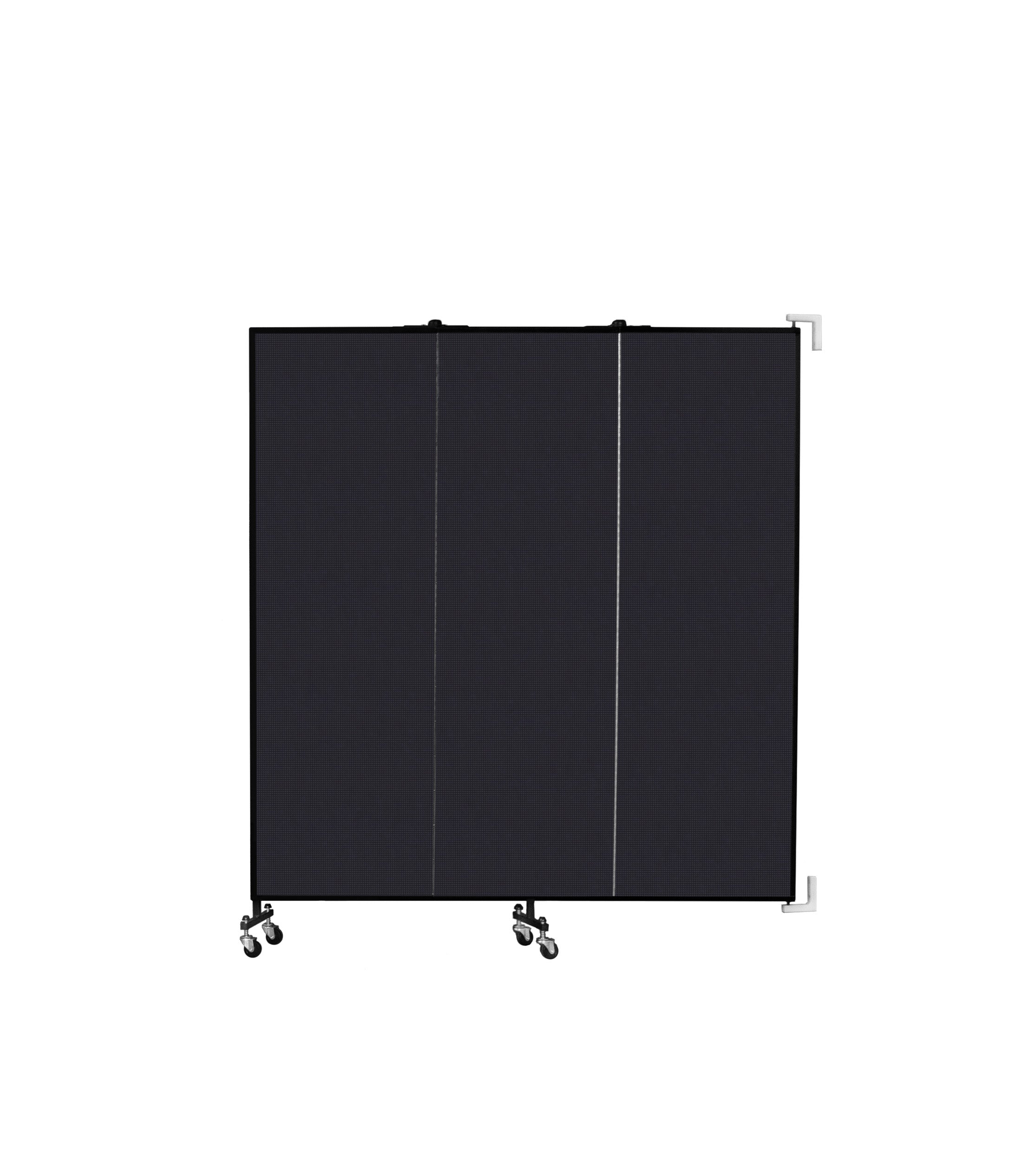Wallmount Room Divider - 6'H x 5' 6"L - 3 Panel, Black, Fabric