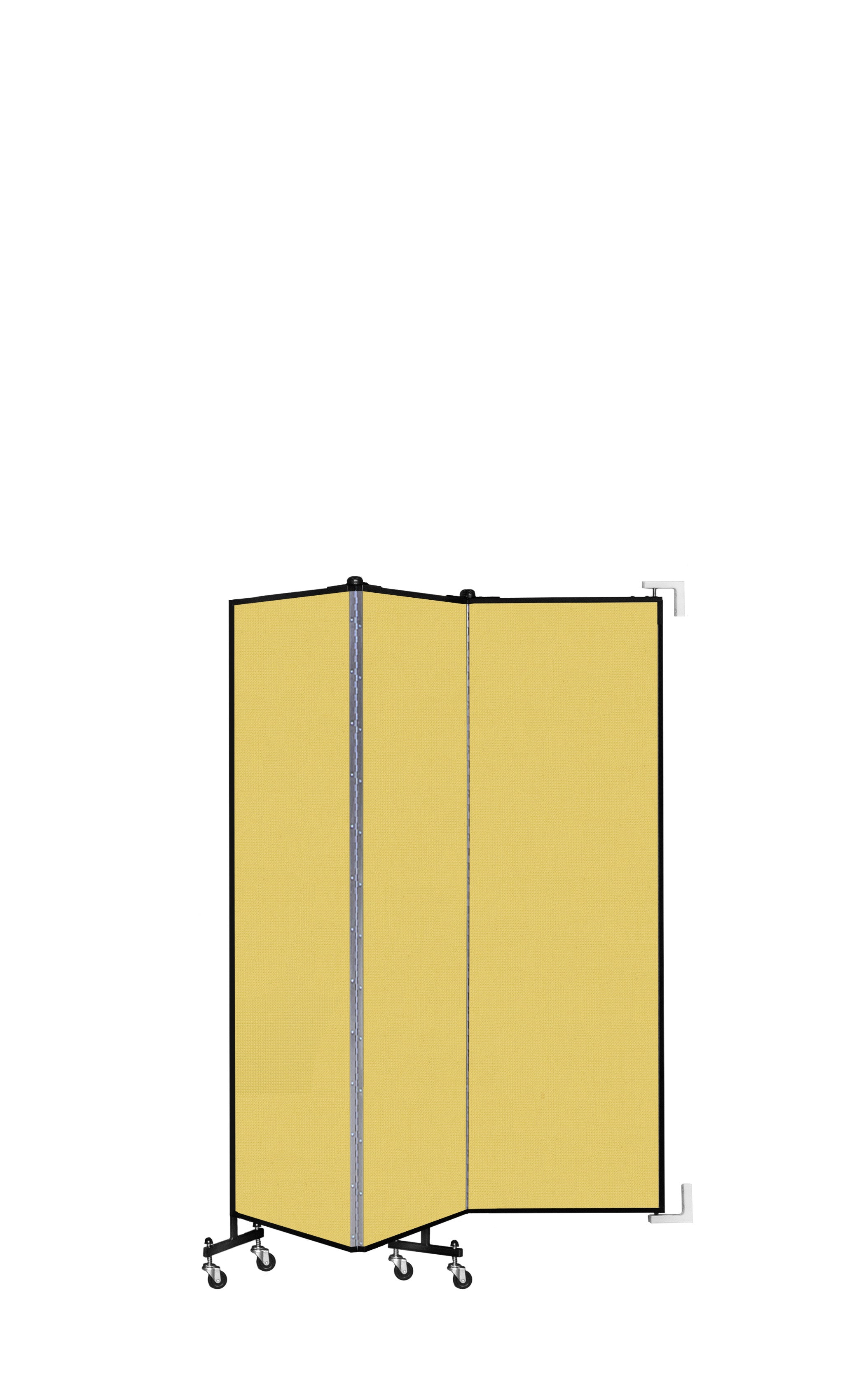 Wallmount Room Divider - 6'H x 5' 6"L - 3 Panel, Primary Yellow, Fabric