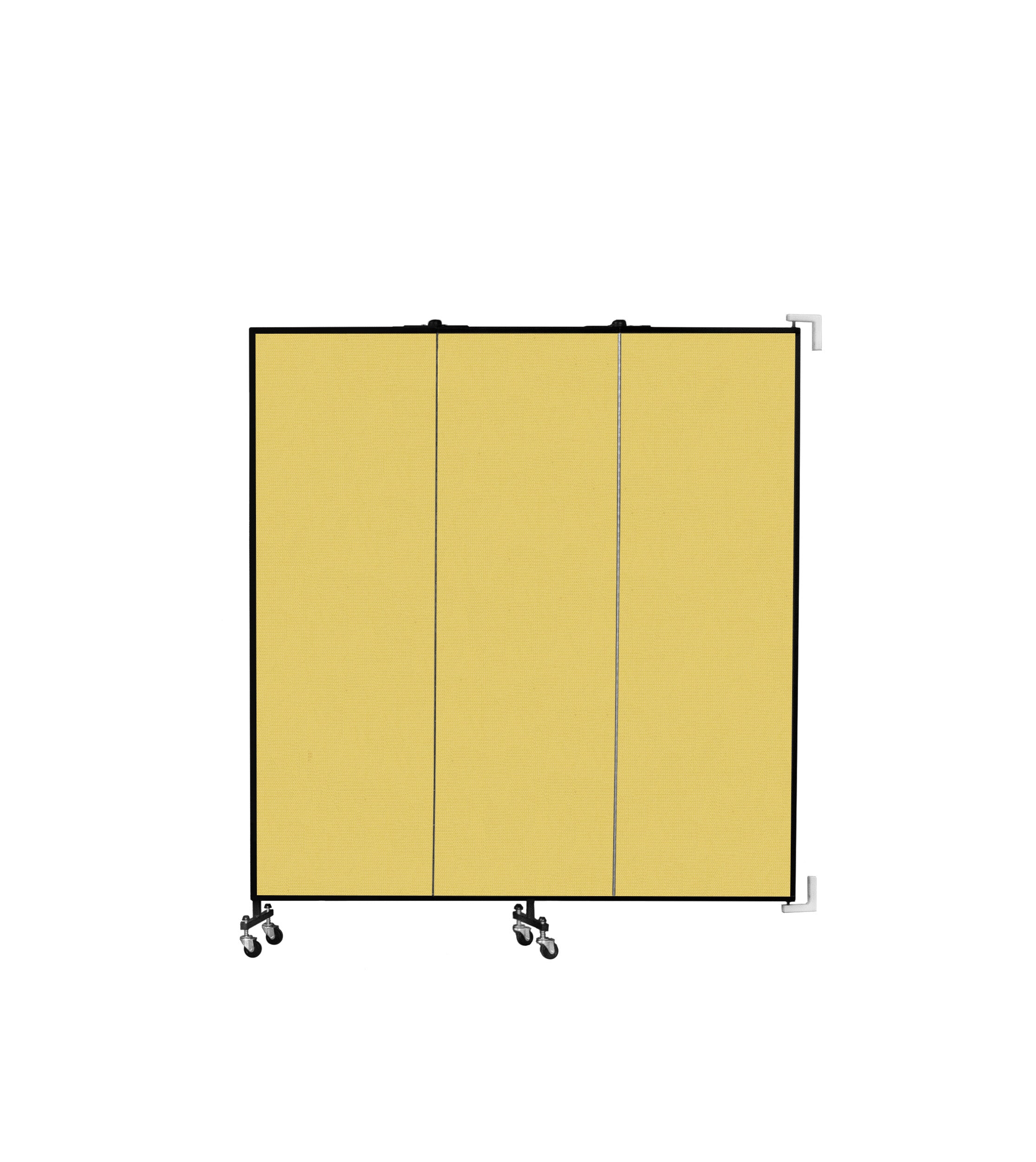 Wallmount Room Divider - 6'H x 5' 6"L - 3 Panel, Primary Yellow, Fabric