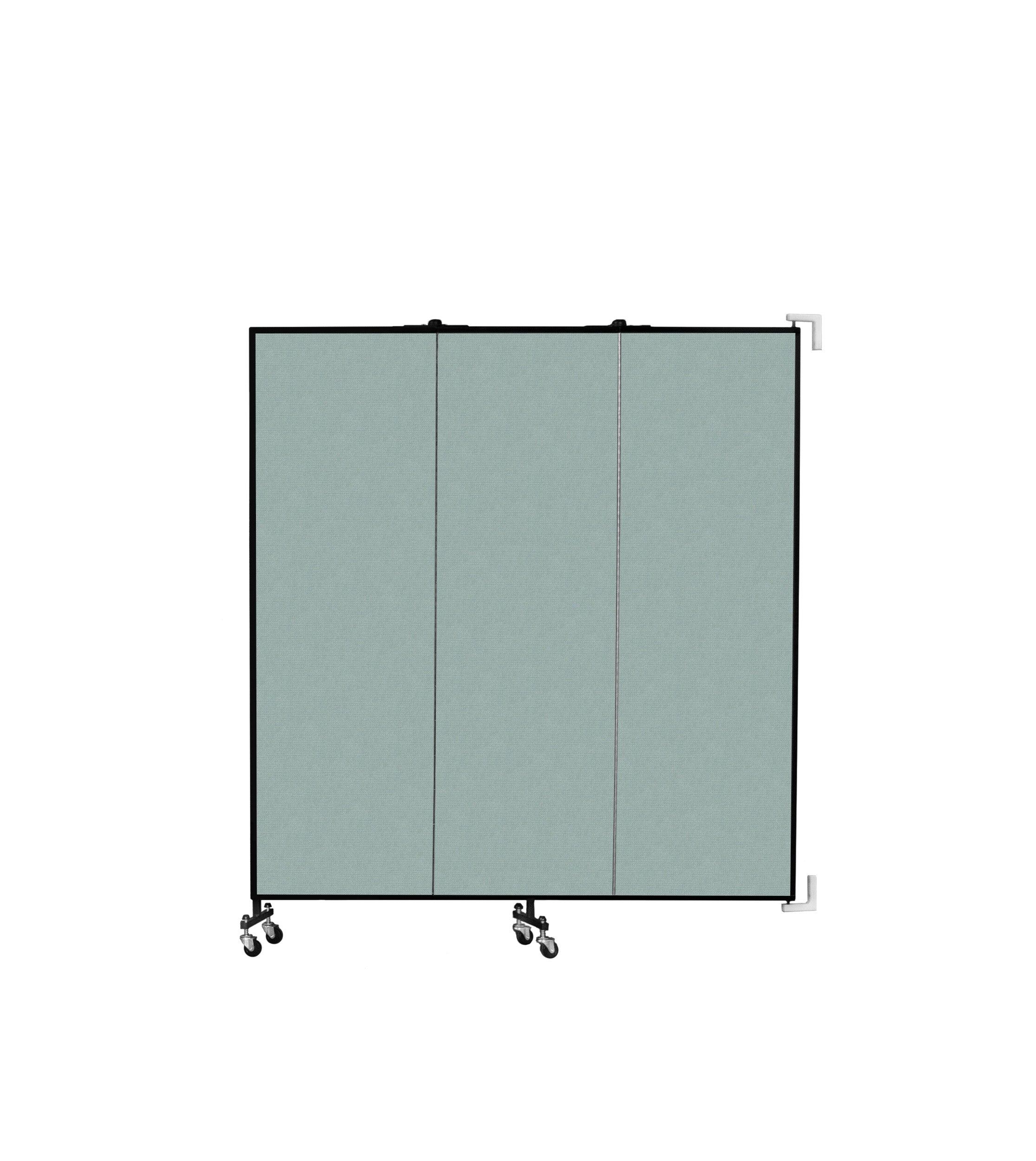 Wallmount Room Divider - 6'H x 5' 6"L - 3 Panel, Sea Green, Fabric