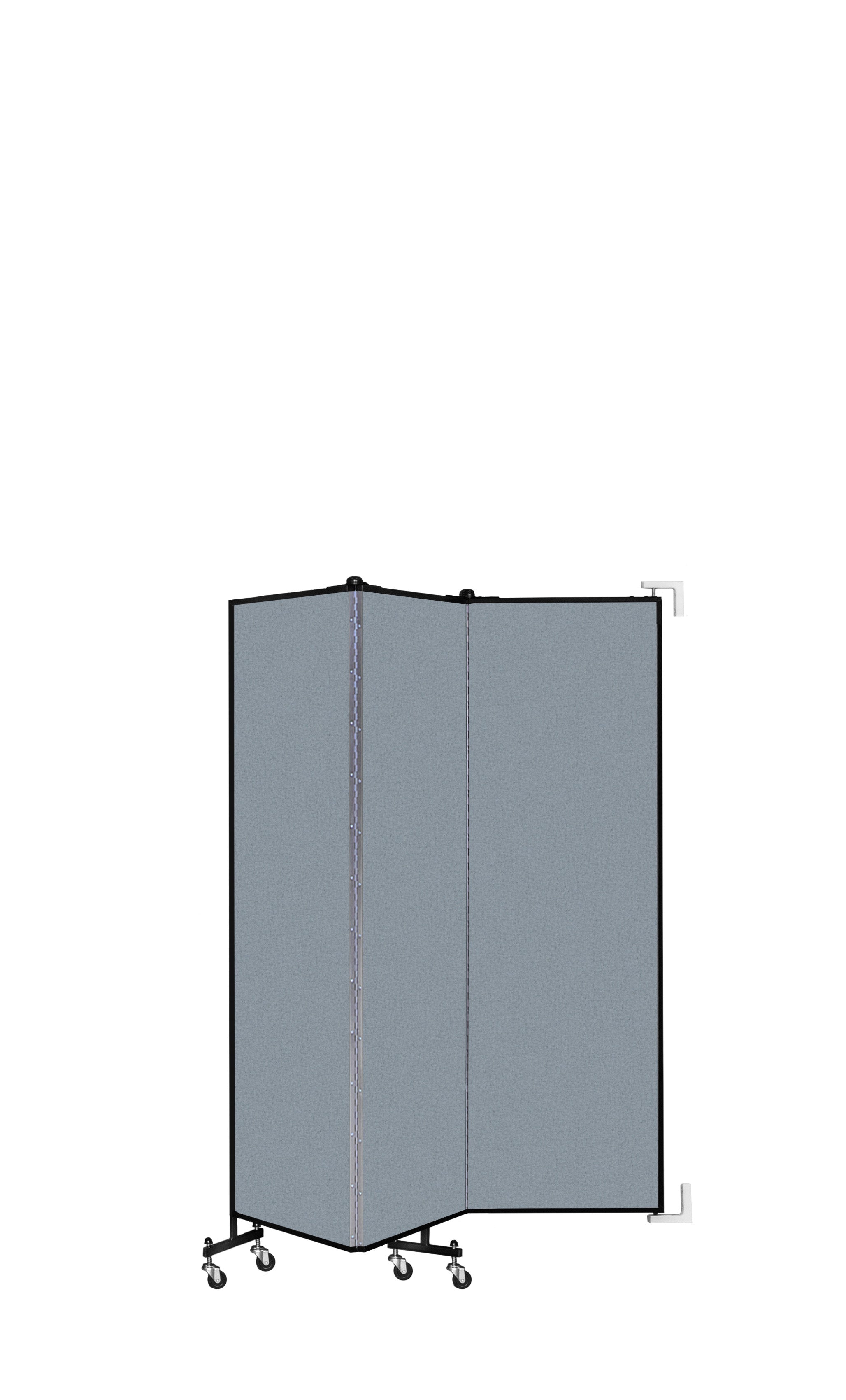 Wallmount Room Divider - 6'H x 5' 6"L - 3 Panel, Blue Tide, Vinyl