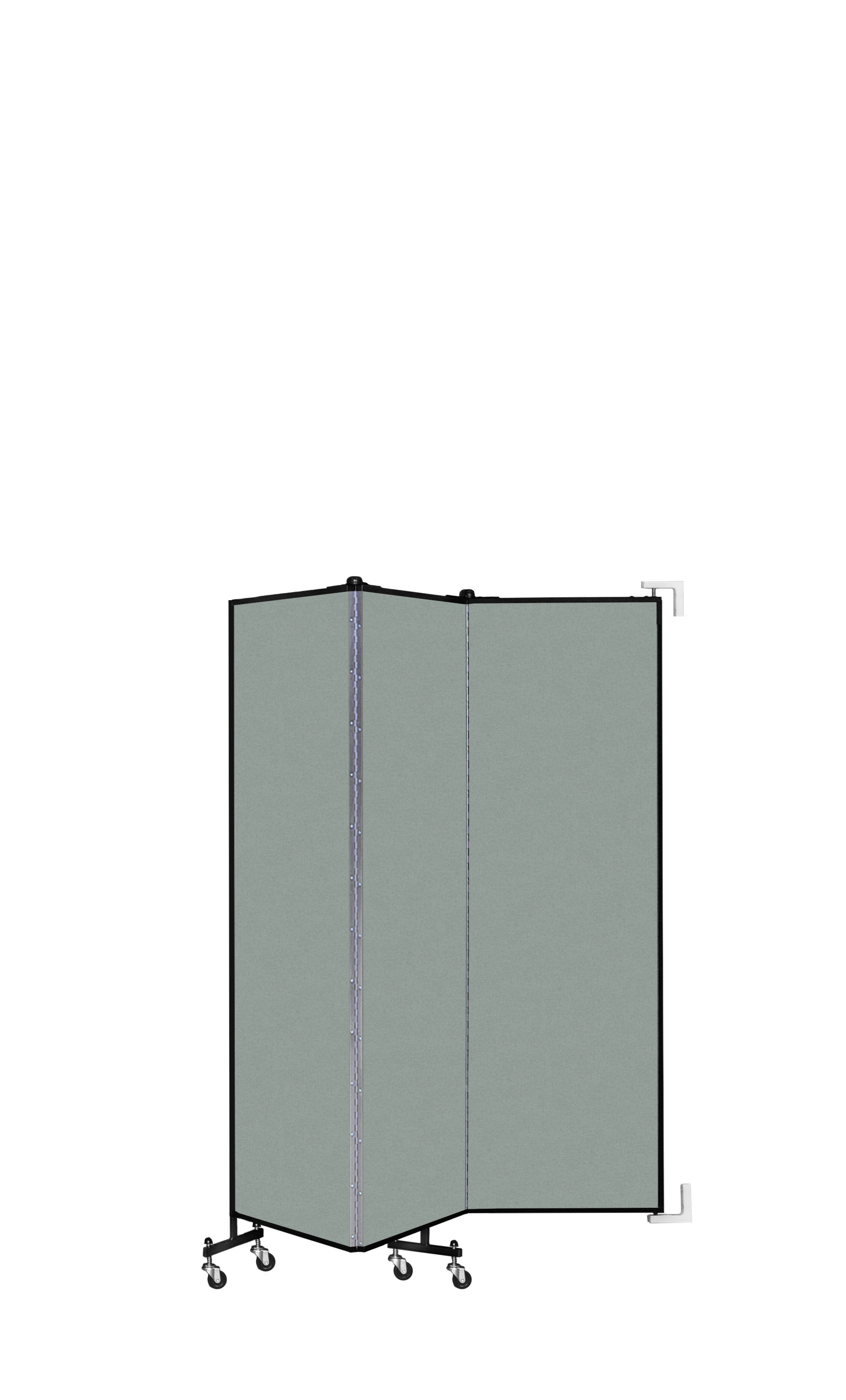 Wallmount Room Divider - 6'H x 5' 6"L - 3 Panel, Mint, Vinyl