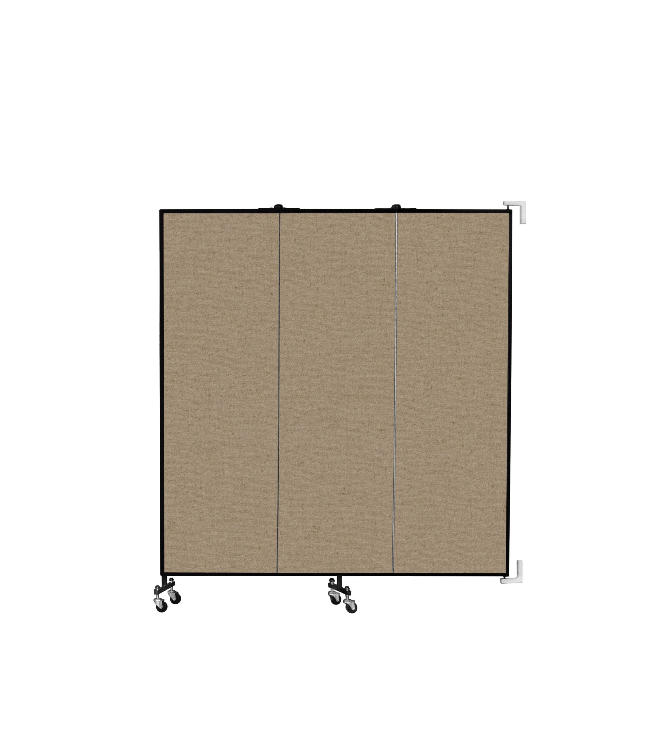 Wallmount Room Divider - 6'H x 5' 6"L - 3 Panel, Sandalwood, Vinyl