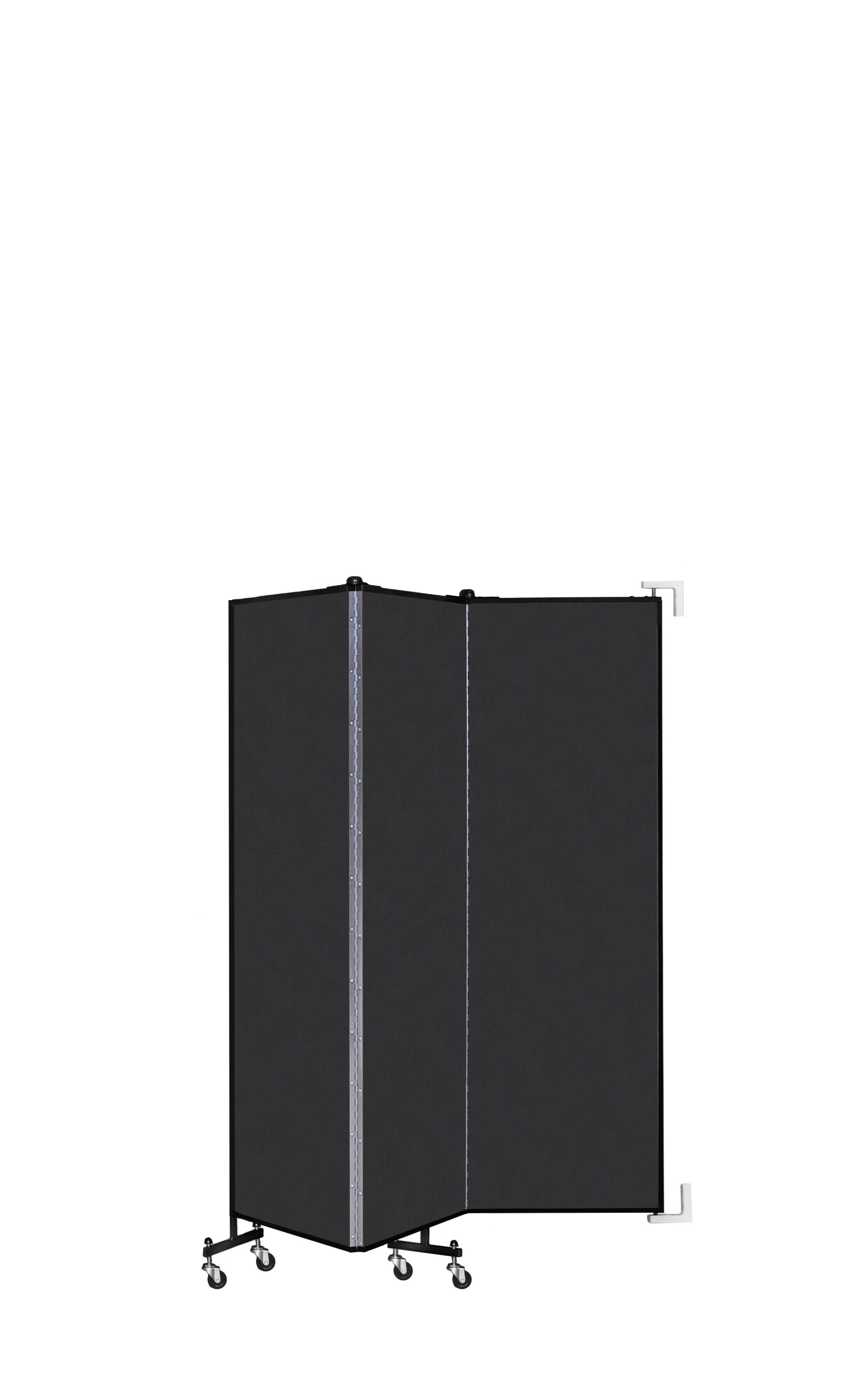 Wallmount Room Divider - 6'H x 5' 6"L - 3 Panel, Coal, Vinyl