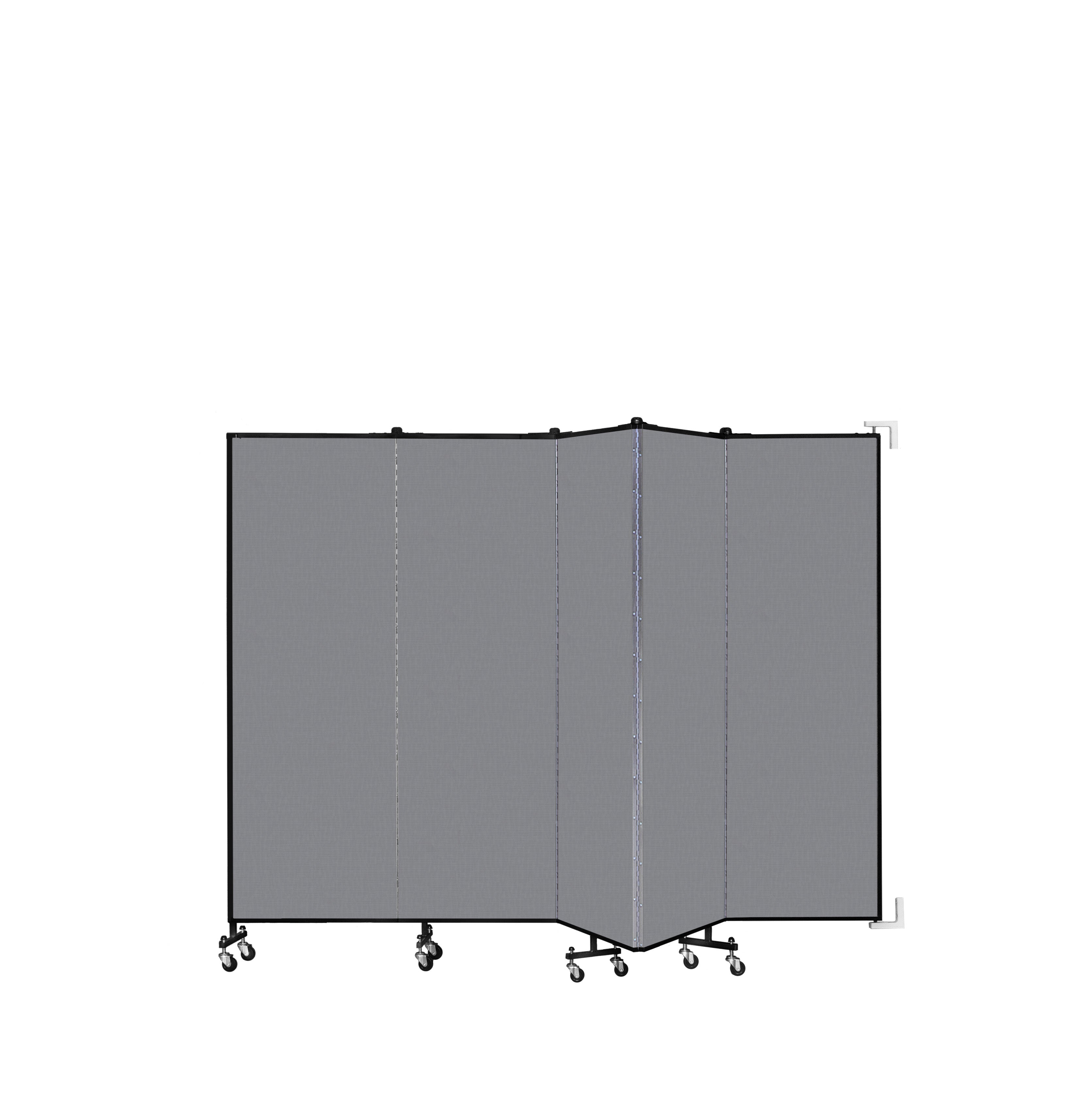 Wallmount Room Divider - 6'H x 9' 2"L - 5 Panel, Stone, Fabric
