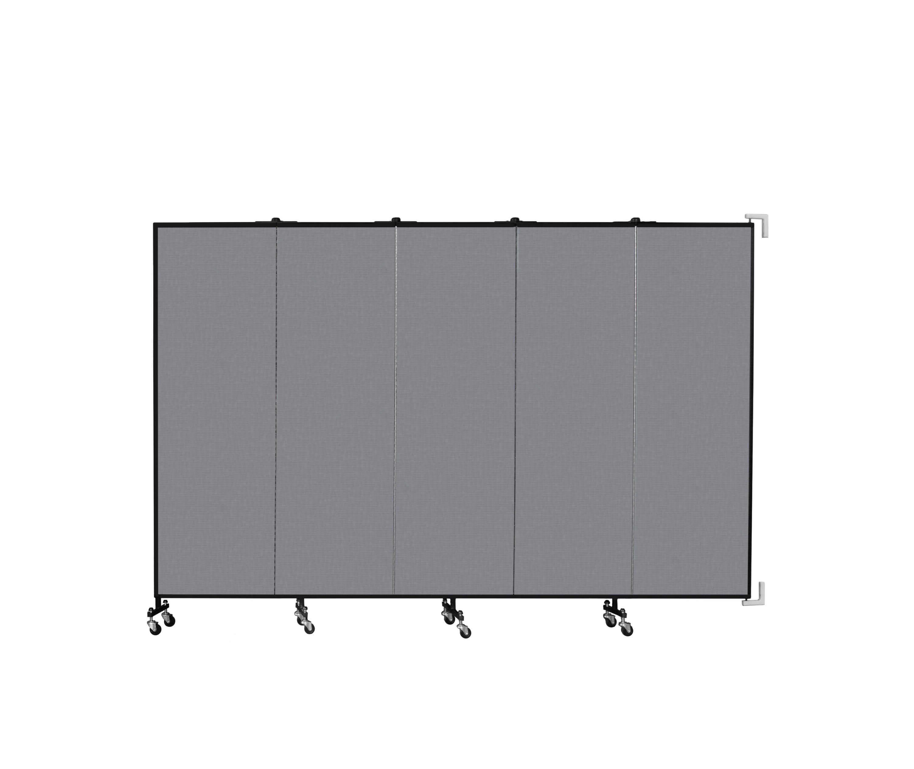 Wallmount Room Divider - 6'H x 9' 2"L - 5 Panel, Stone, Fabric