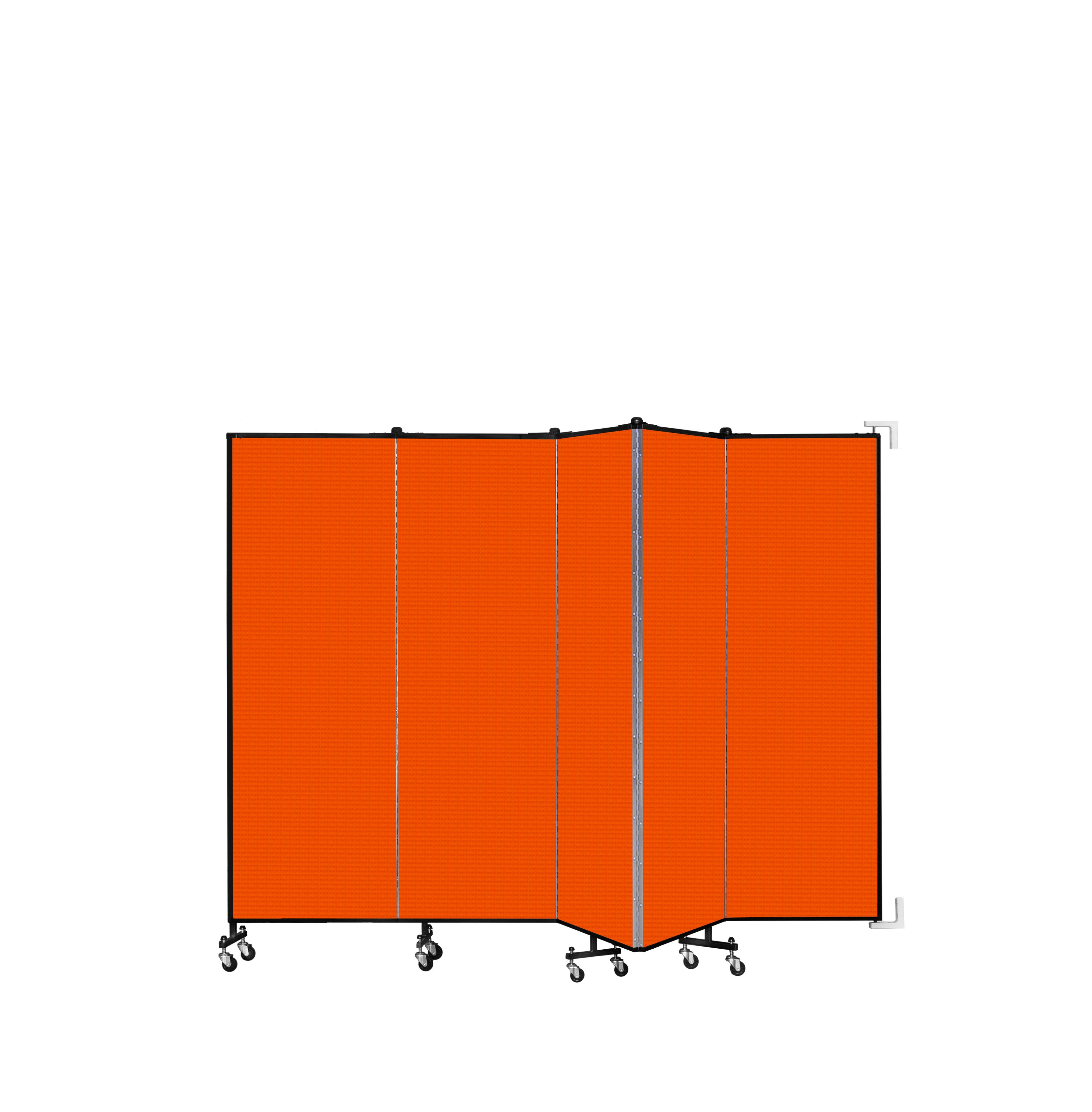 Wallmount Room Divider - 6'H x 9' 2"L - 5 Panel, Orange, Fabric