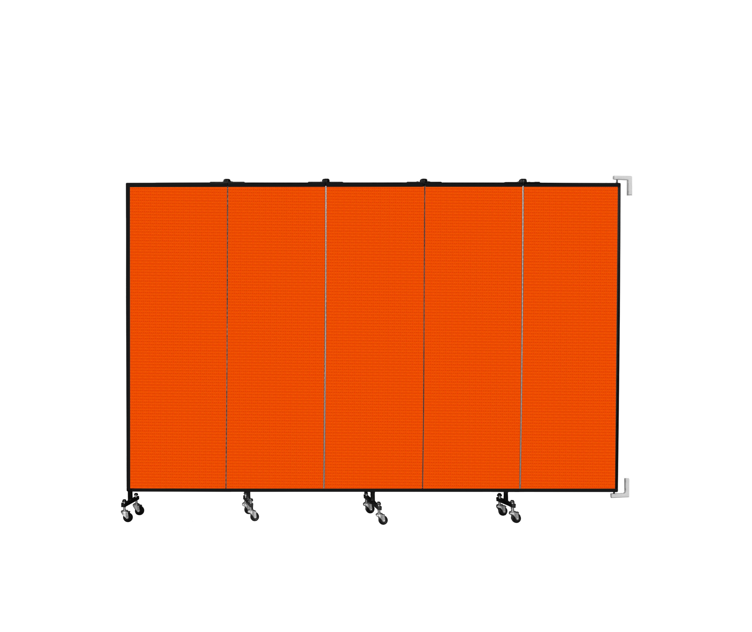 Wallmount Room Divider - 6'H x 9' 2"L - 5 Panel, Orange, Fabric