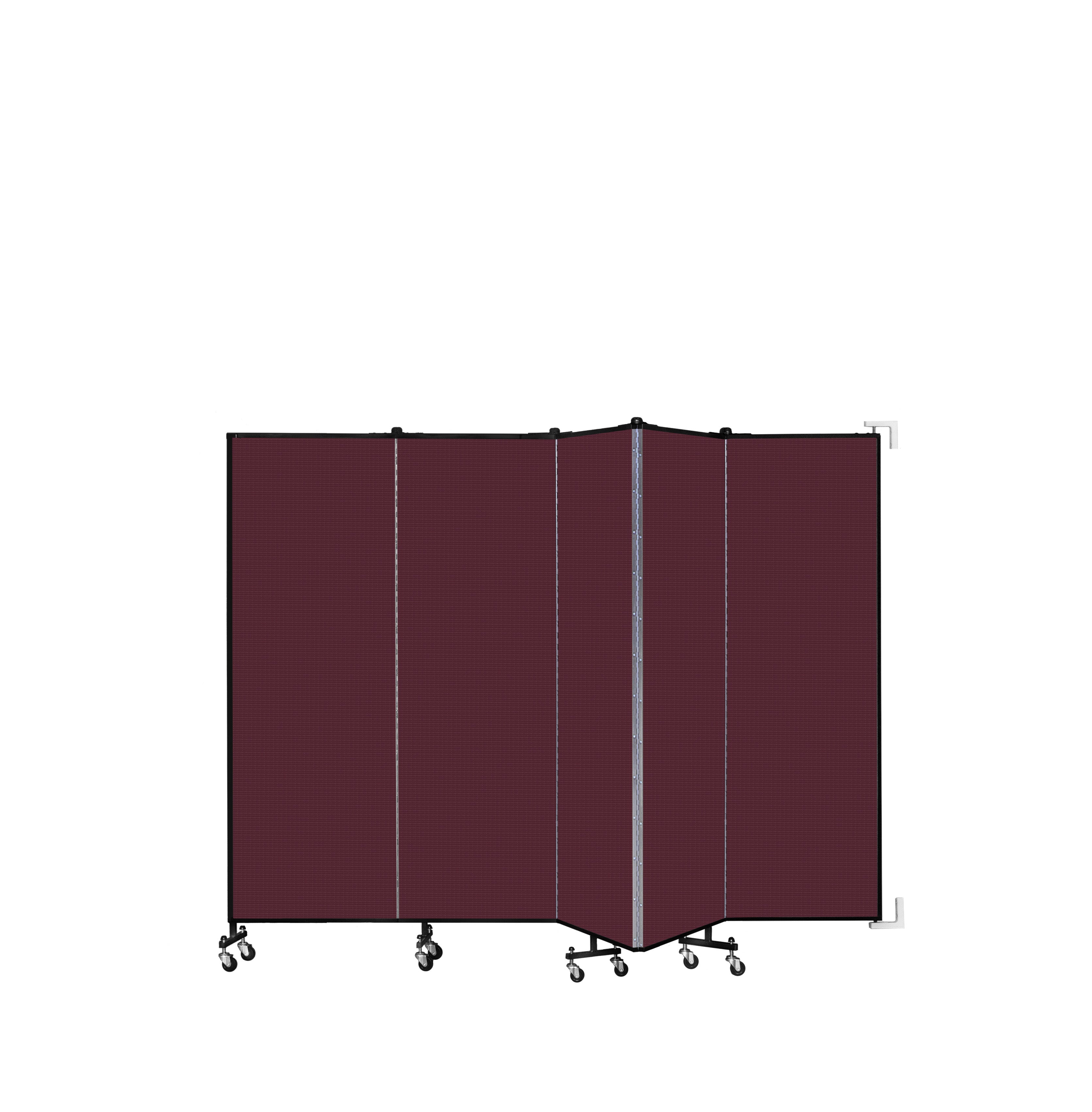 Wallmount Room Divider - 6'H x 9' 2"L - 5 Panel, Purple, Fabric