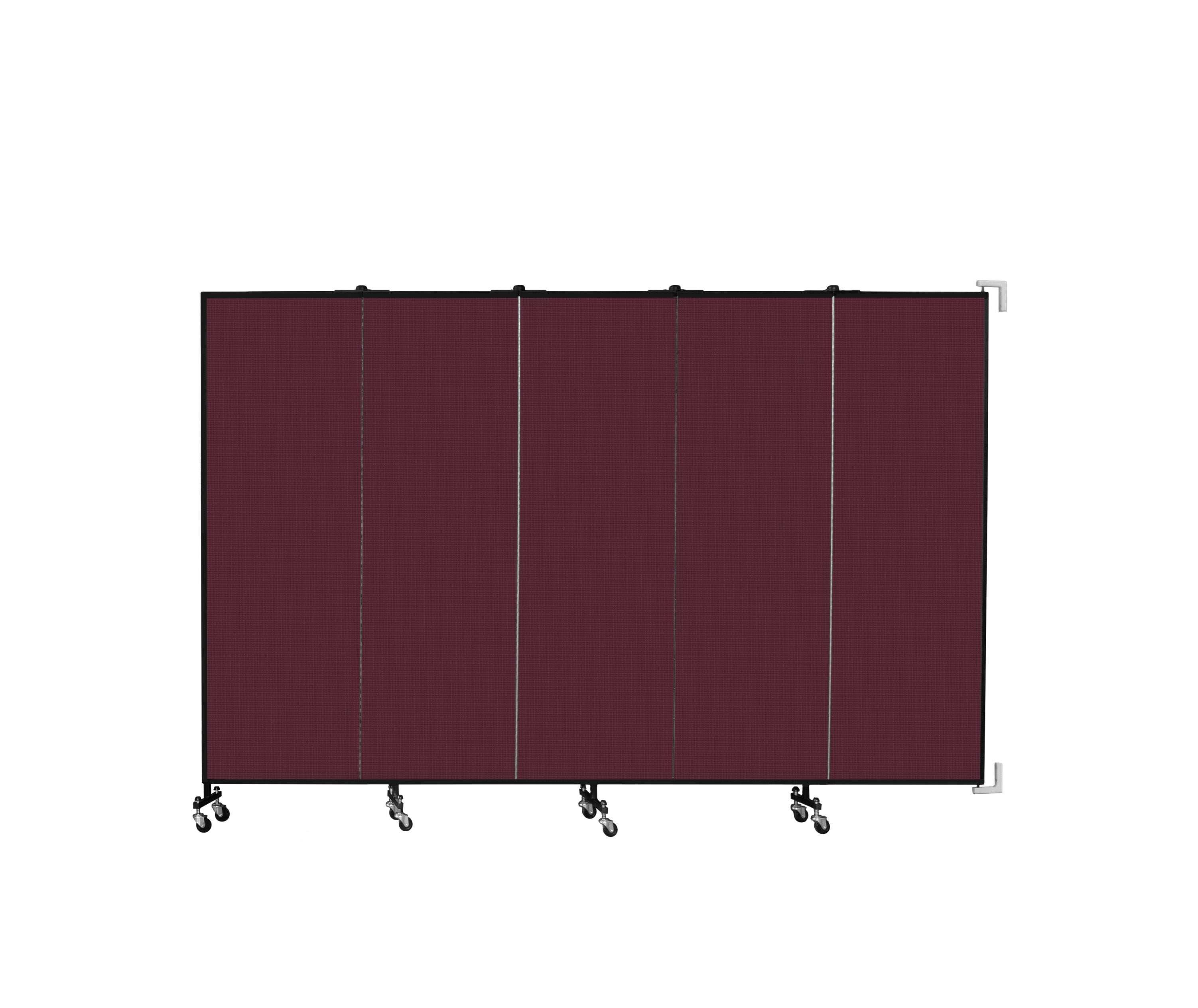 Wallmount Room Divider - 6'H x 9' 2"L - 5 Panel, Purple, Fabric