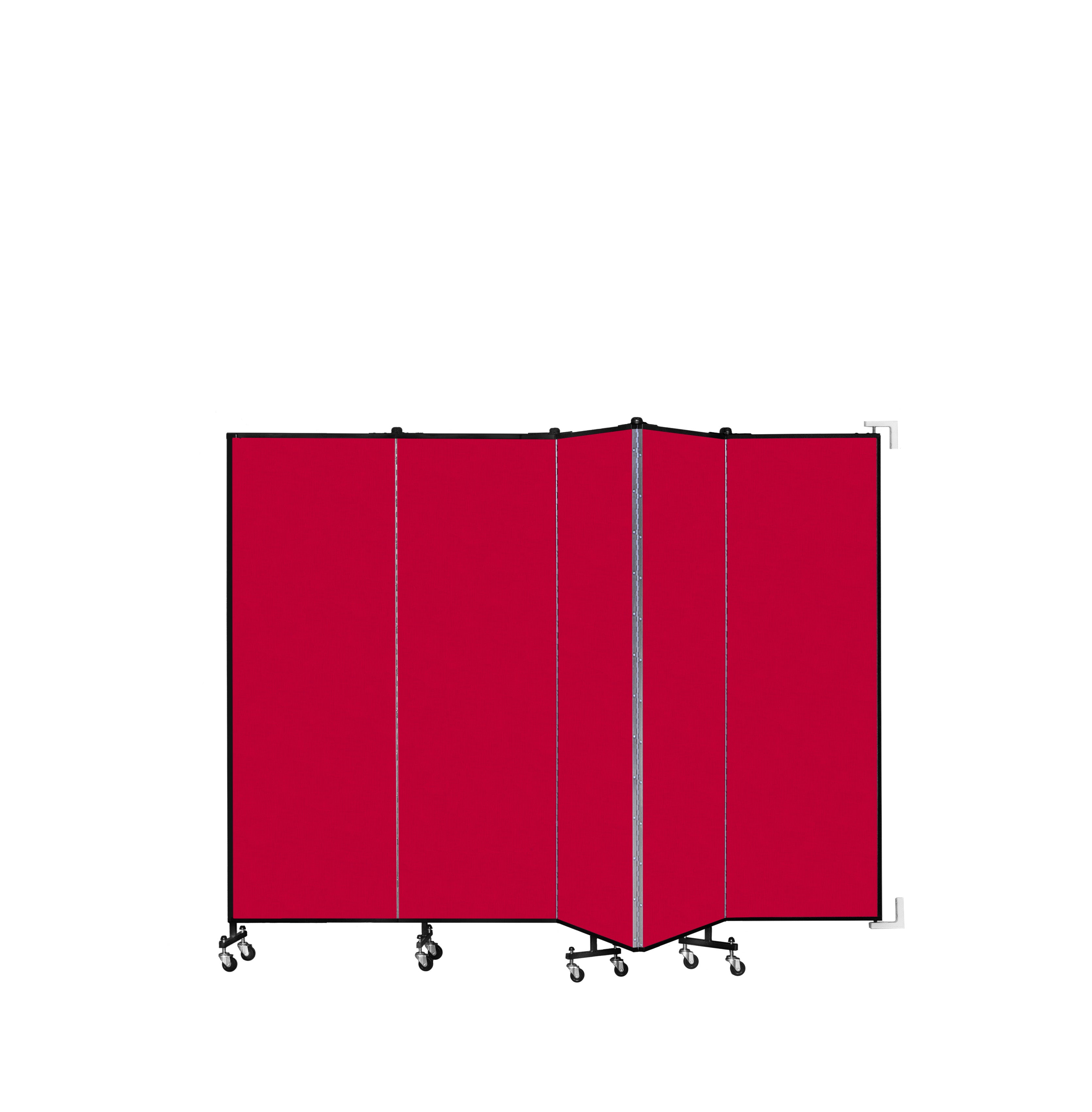 Wallmount Room Divider - 6'H x 9' 2"L - 5 Panel, Primary Red, Fabric