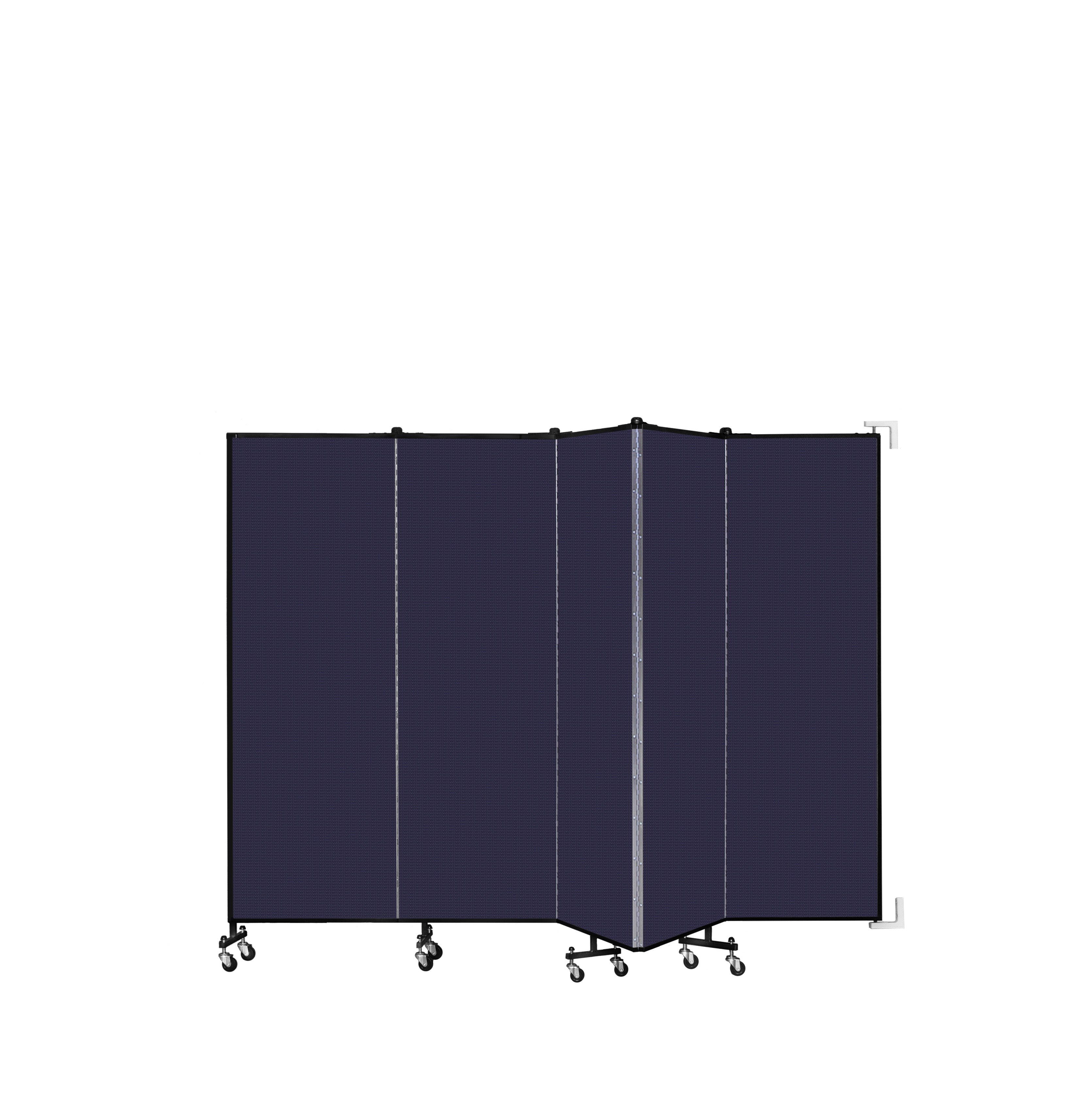 Wallmount Room Divider - 6'H x 9' 2"L - 5 Panel, Navy, Fabric