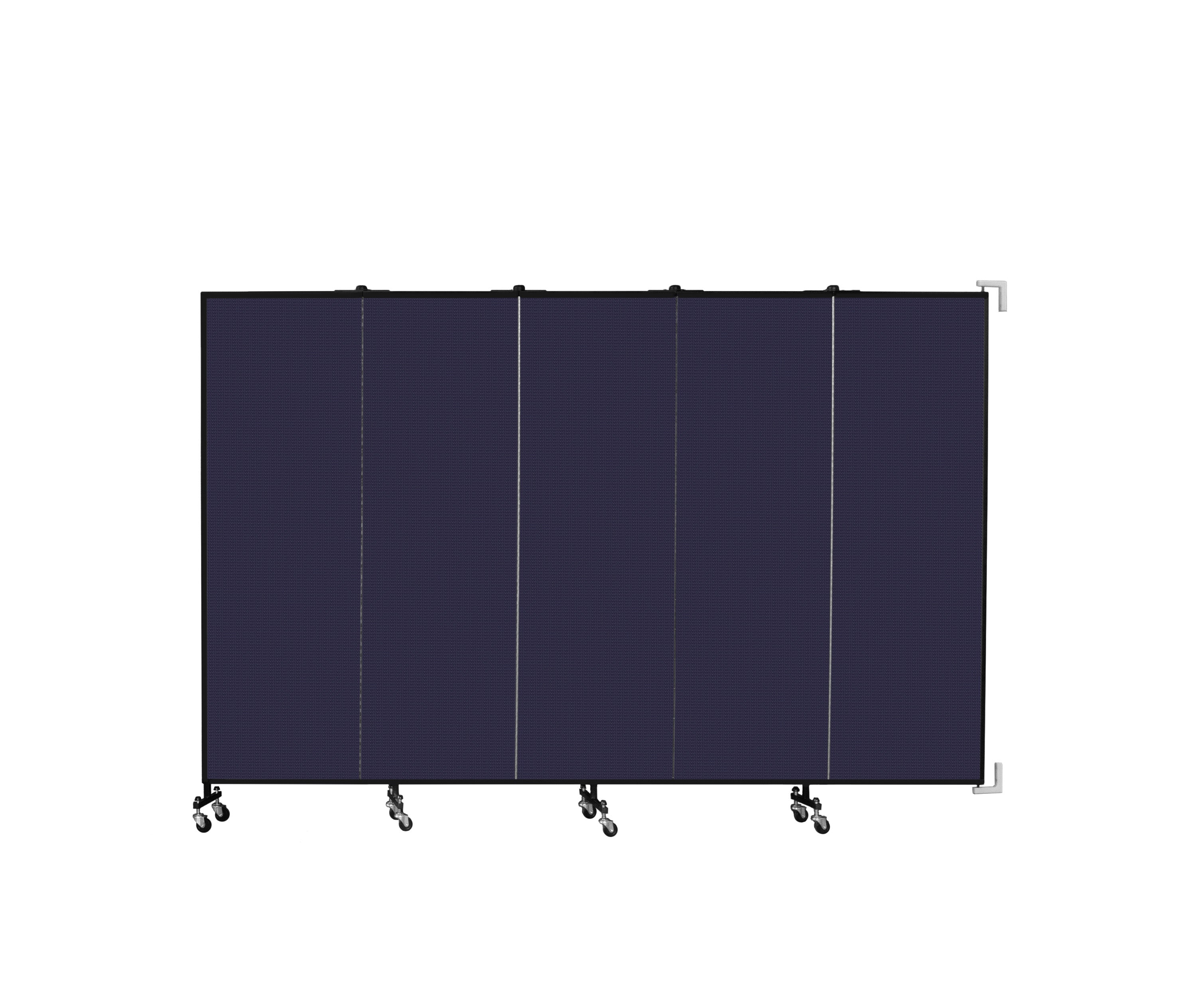 Wallmount Room Divider - 6'H x 9' 2"L - 5 Panel, Navy, Fabric