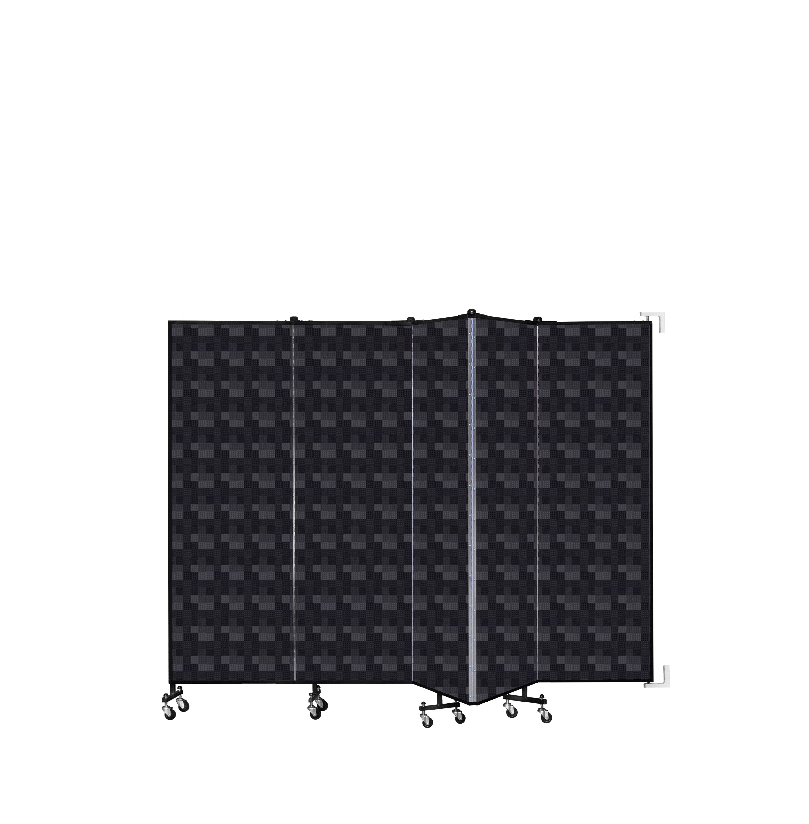 Wallmount Room Divider - 6'H x 9' 2"L - 5 Panel, Black, Fabric