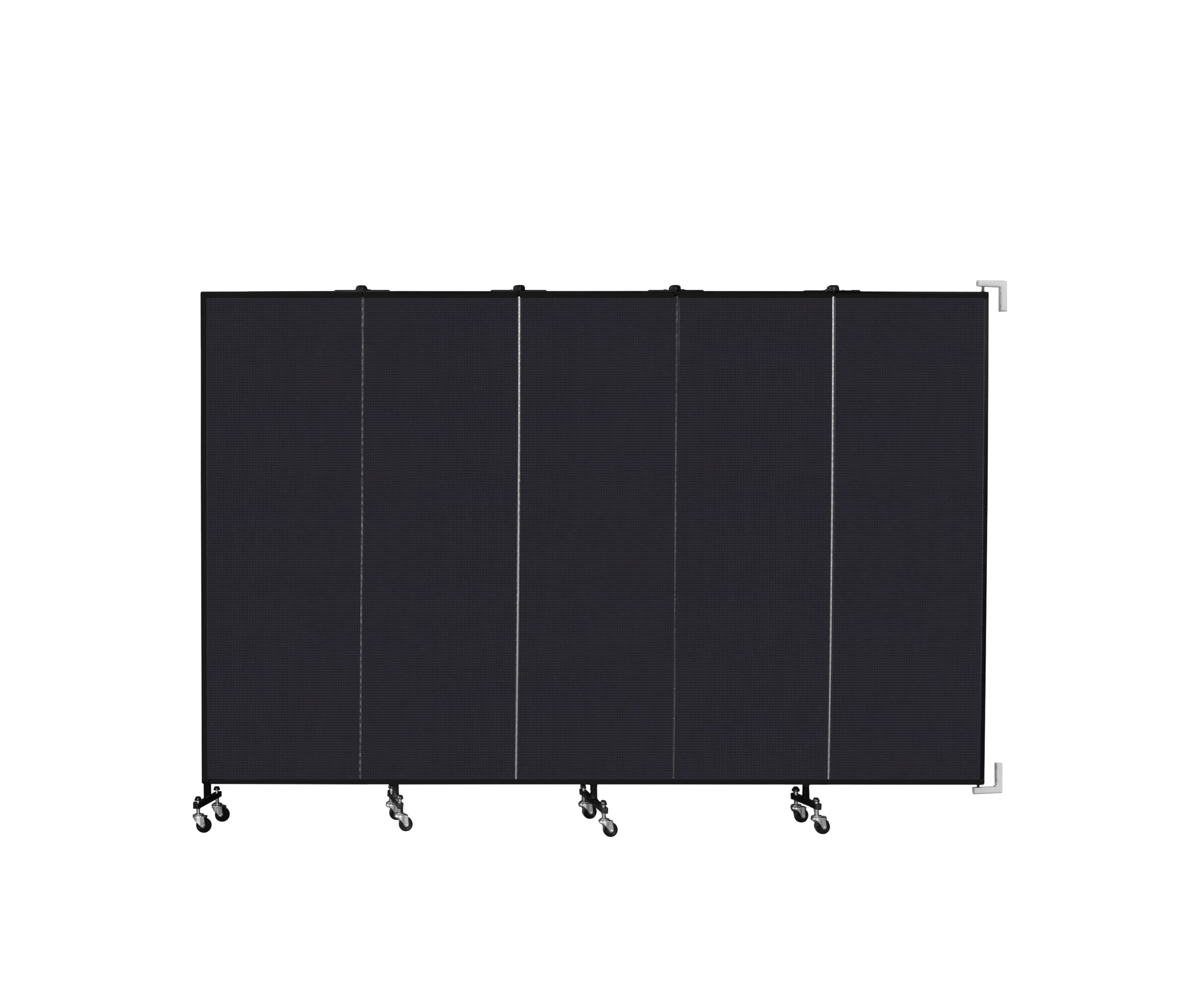 Wallmount Room Divider - 6'H x 9' 2"L - 5 Panel, Black, Fabric