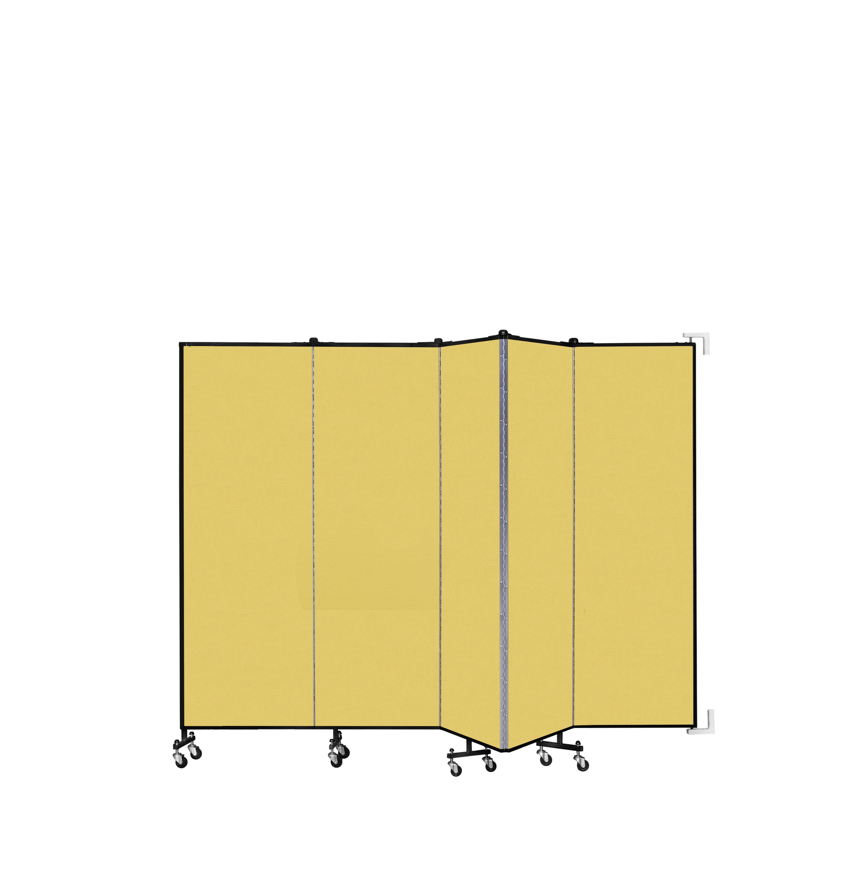 Wallmount Room Divider - 6'H x 9' 2"L - 5 Panel, Primary Yellow, Fabric