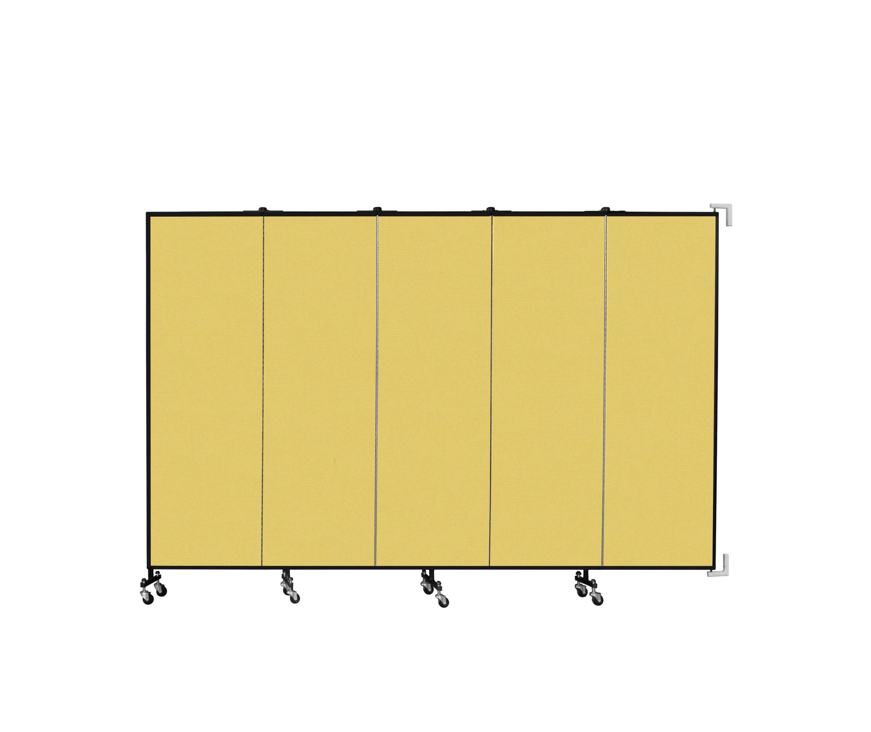 Wallmount Room Divider - 6'H x 9' 2"L - 5 Panel, Primary Yellow, Fabric