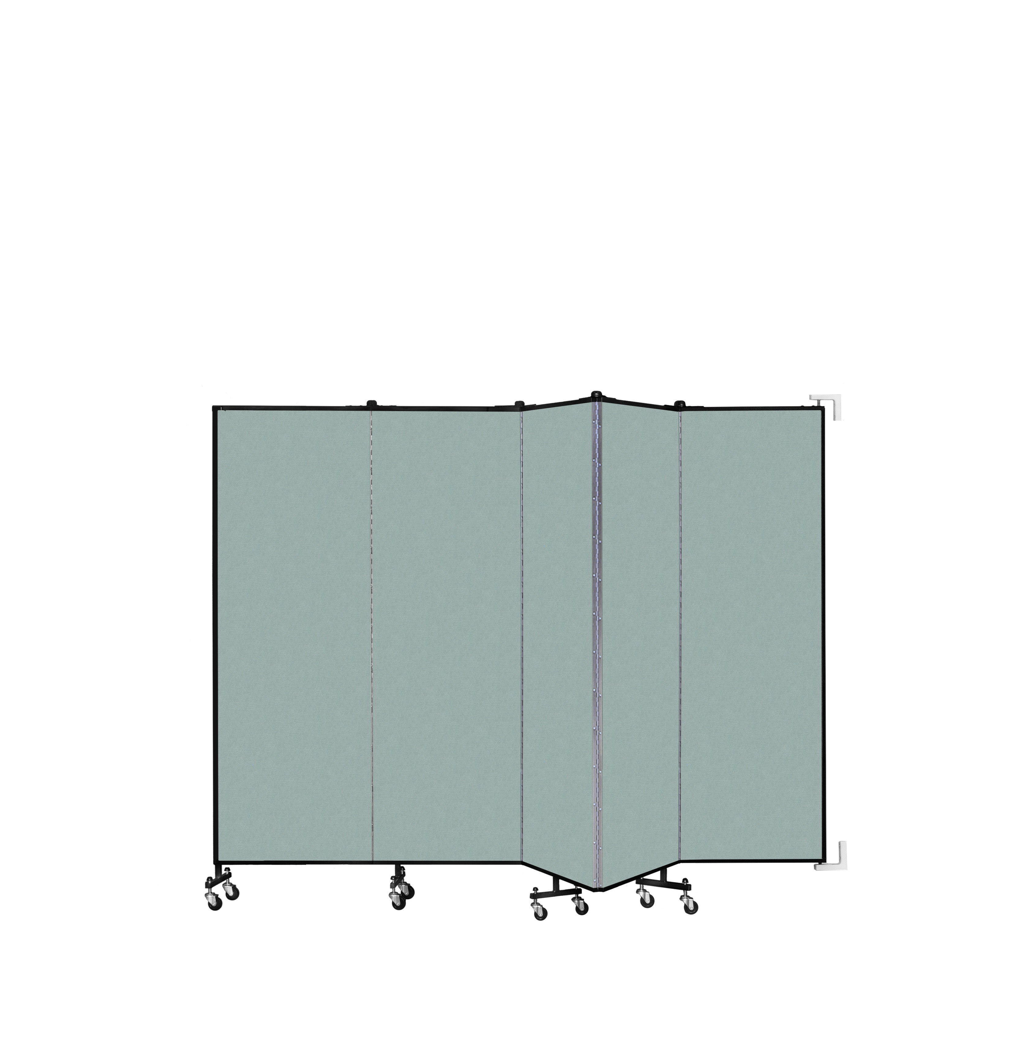 Wallmount Room Divider - 6'H x 9' 2"L - 5 Panel, Sea Green, Fabric