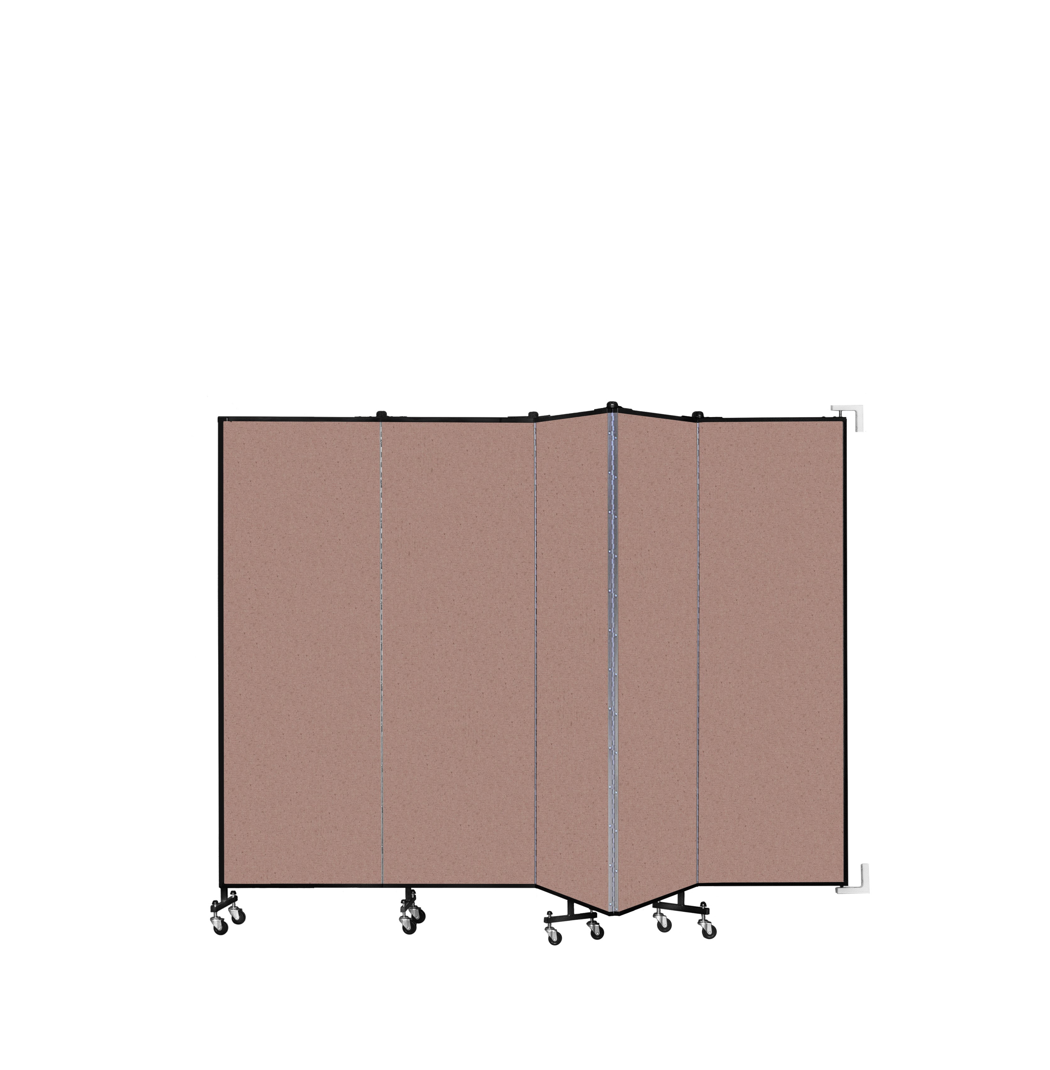 Wallmount Room Divider - 6'H x 9' 2"L - 5 Panel, Rasberry, Vinyl