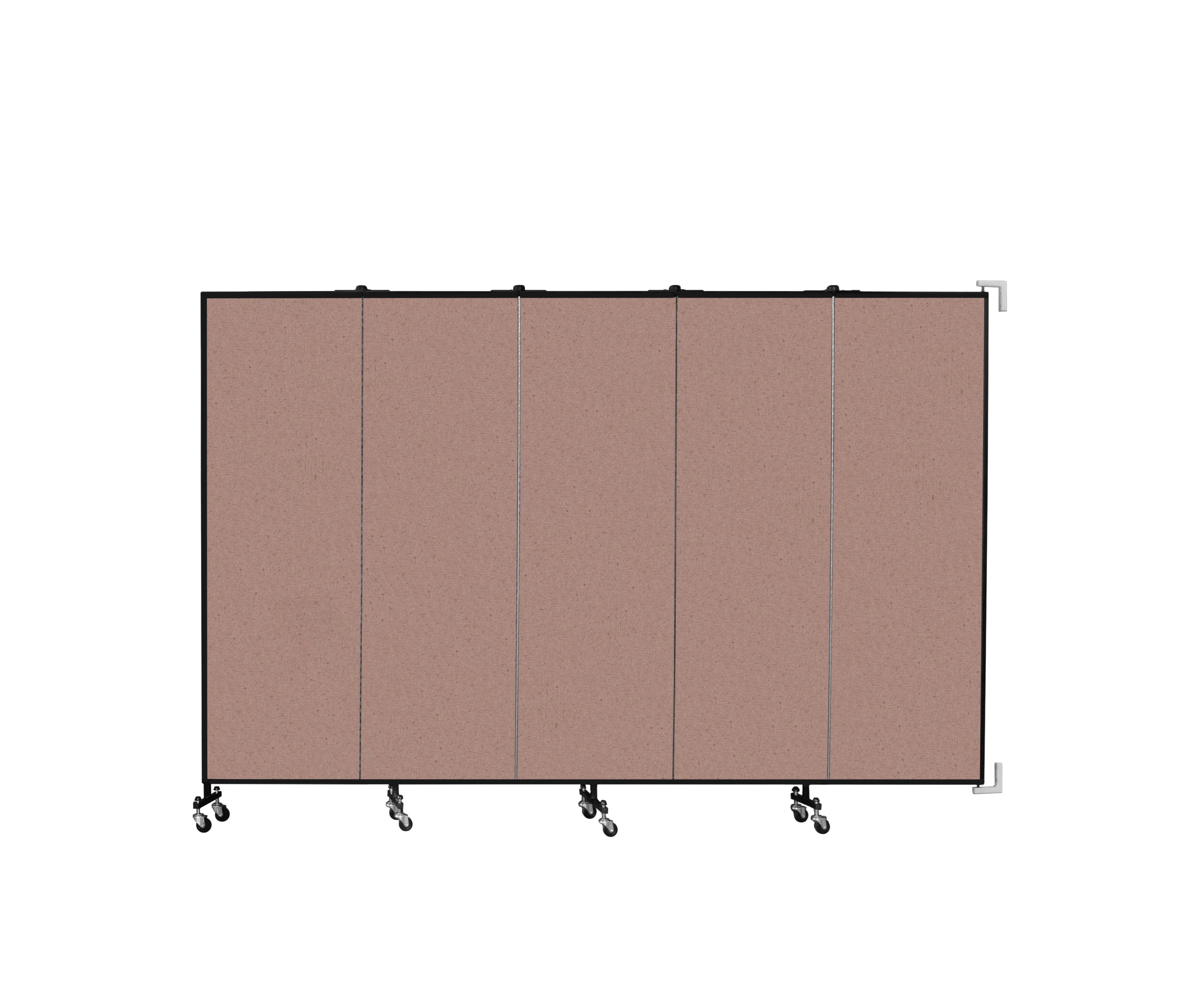 Wallmount Room Divider - 6'H x 9' 2"L - 5 Panel, Rasberry, Vinyl