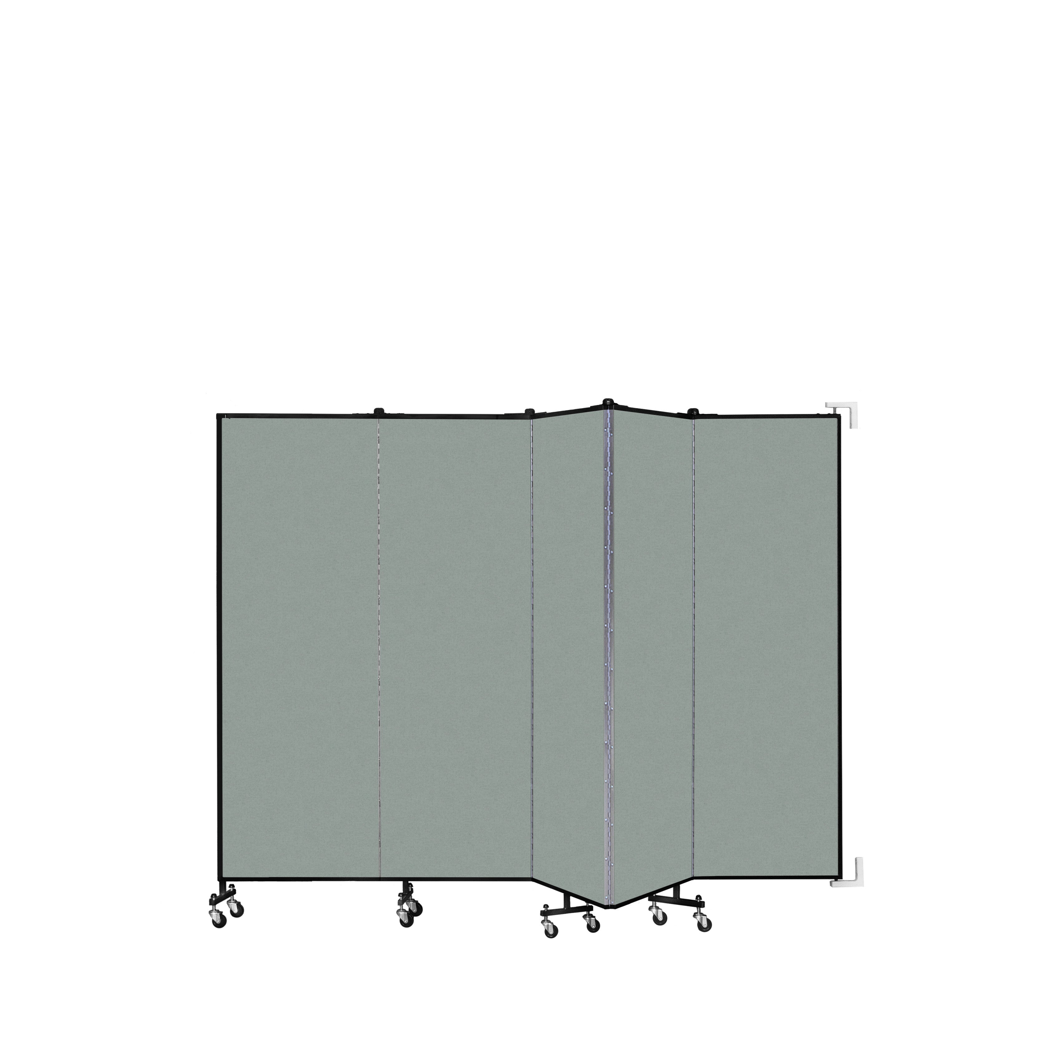 Wallmount Room Divider - 6'H x 9' 2"L - 5 Panel, Mint, Vinyl