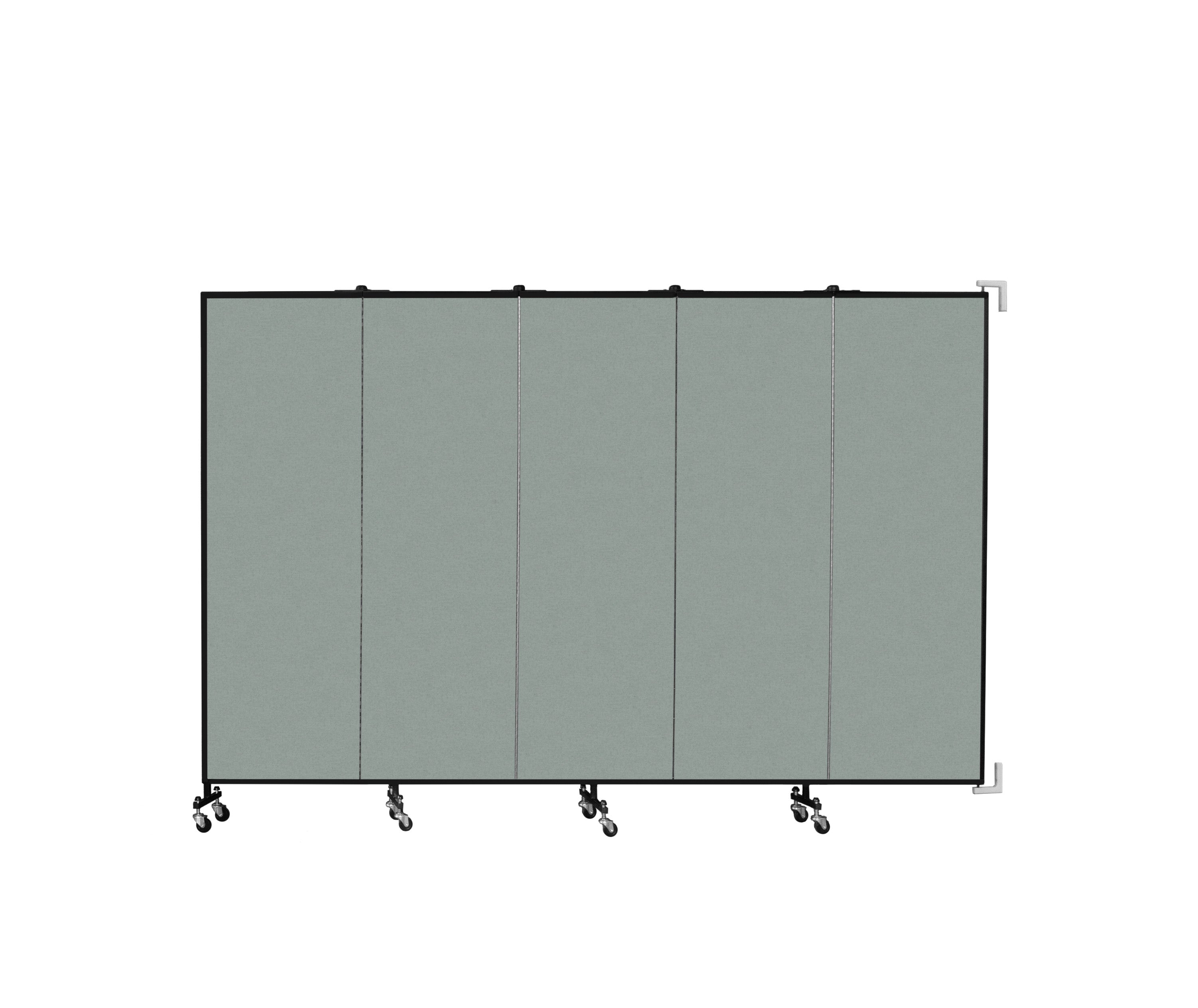 Wallmount Room Divider - 6'H x 9' 2"L - 5 Panel, Mint, Vinyl