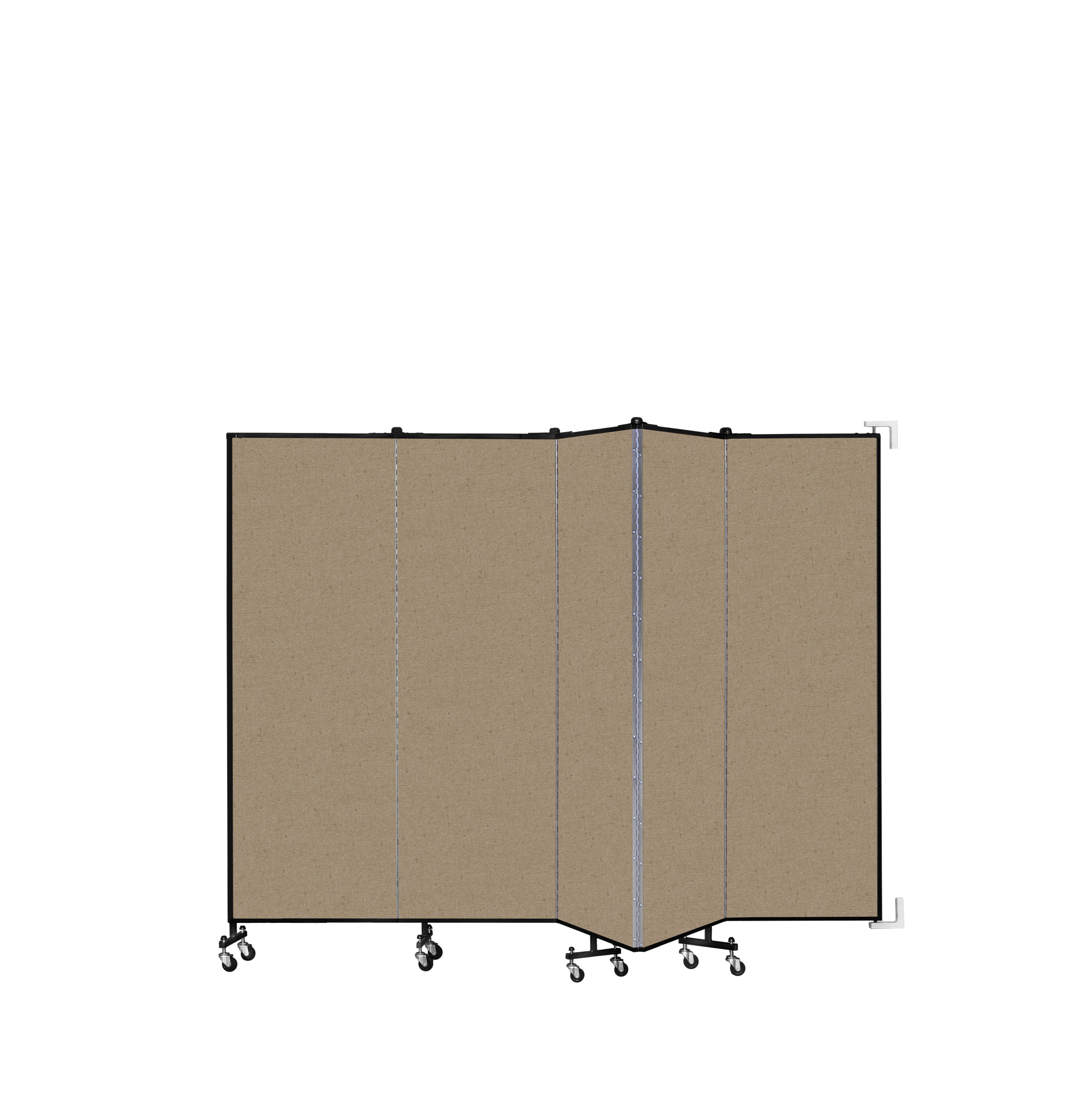 Wallmount Room Divider - 6'H x 9' 2"L - 5 Panel, Sandalwood, Vinyl
