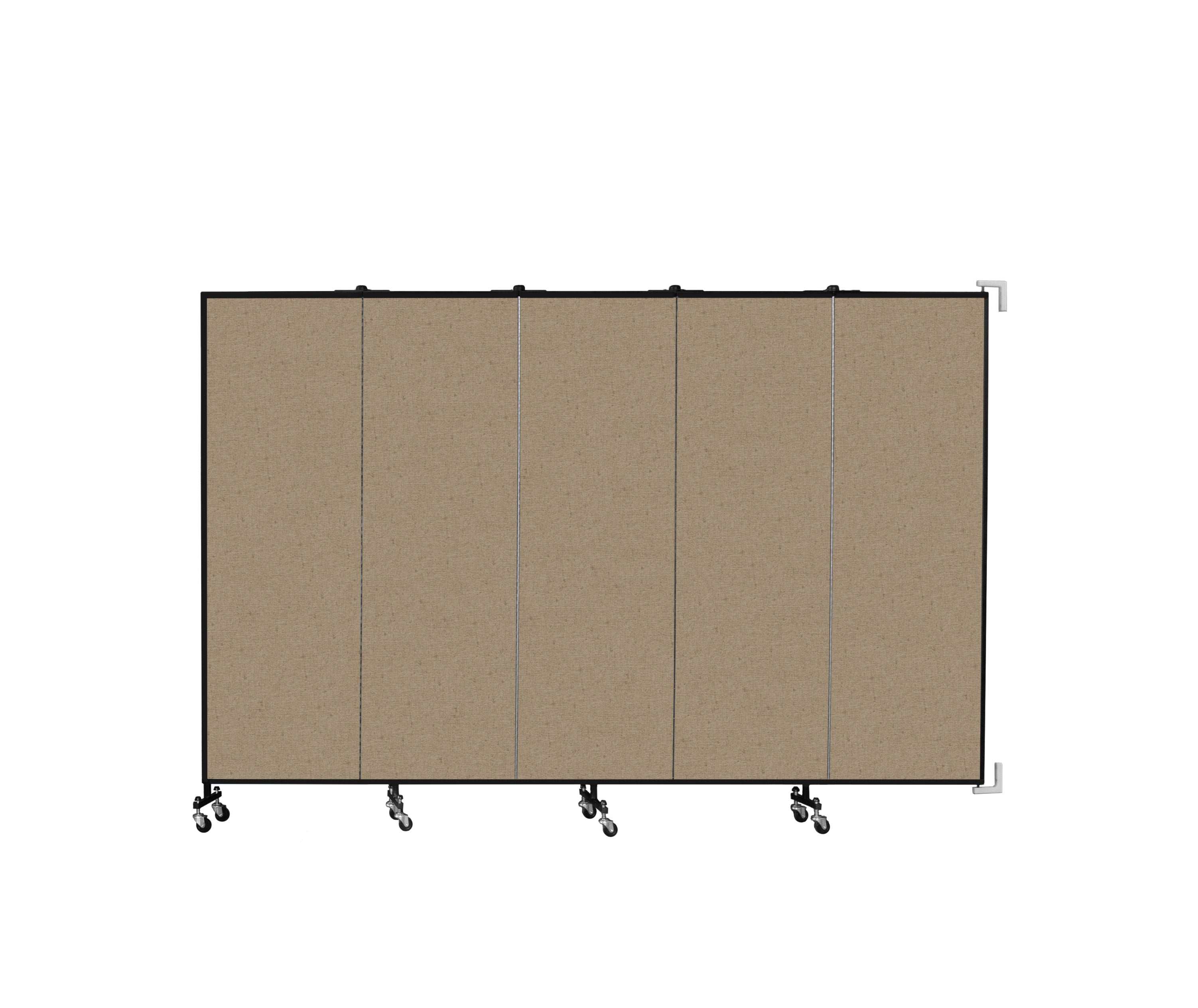 Wallmount Room Divider - 6'H x 9' 2"L - 5 Panel, Sandalwood, Vinyl