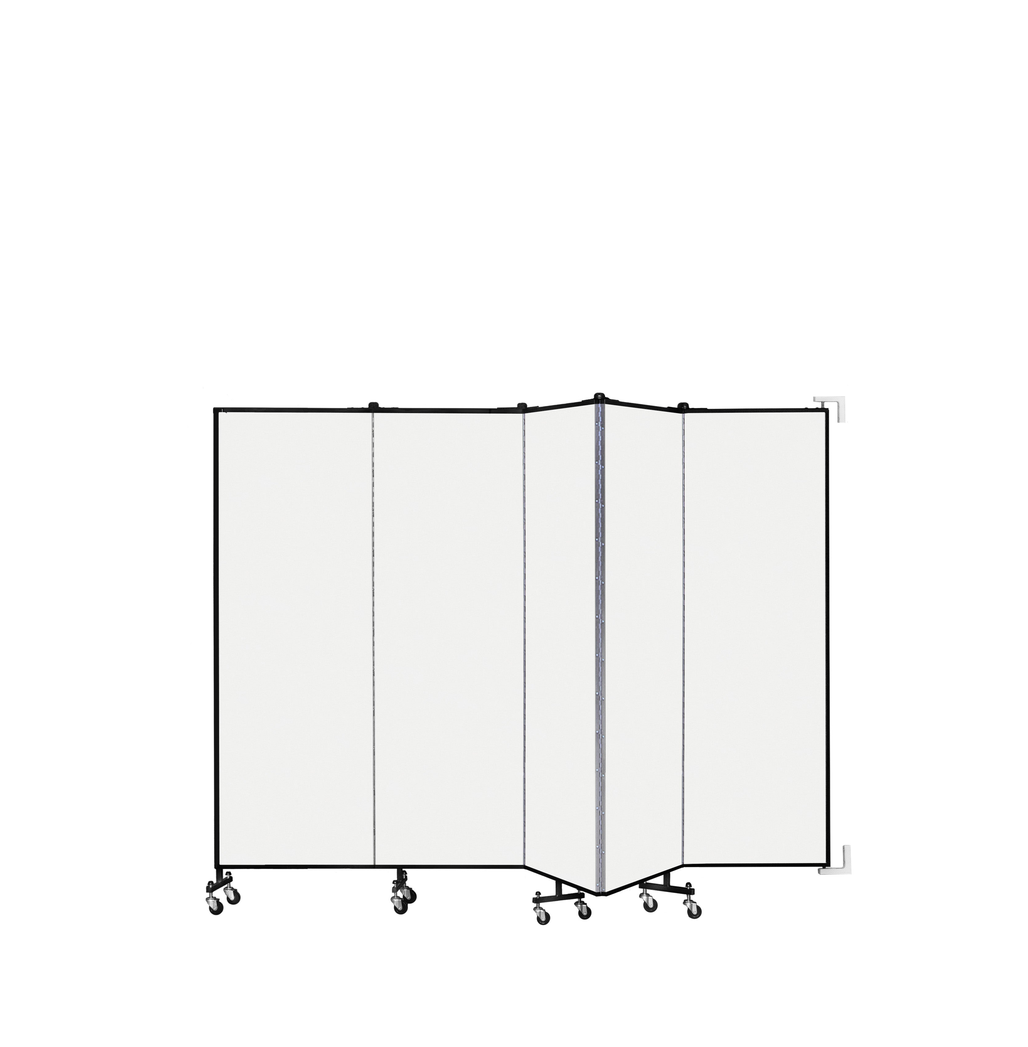 Wallmount Room Divider - 6'H x 9' 2"L - 5 Panel, Ice, Vinyl