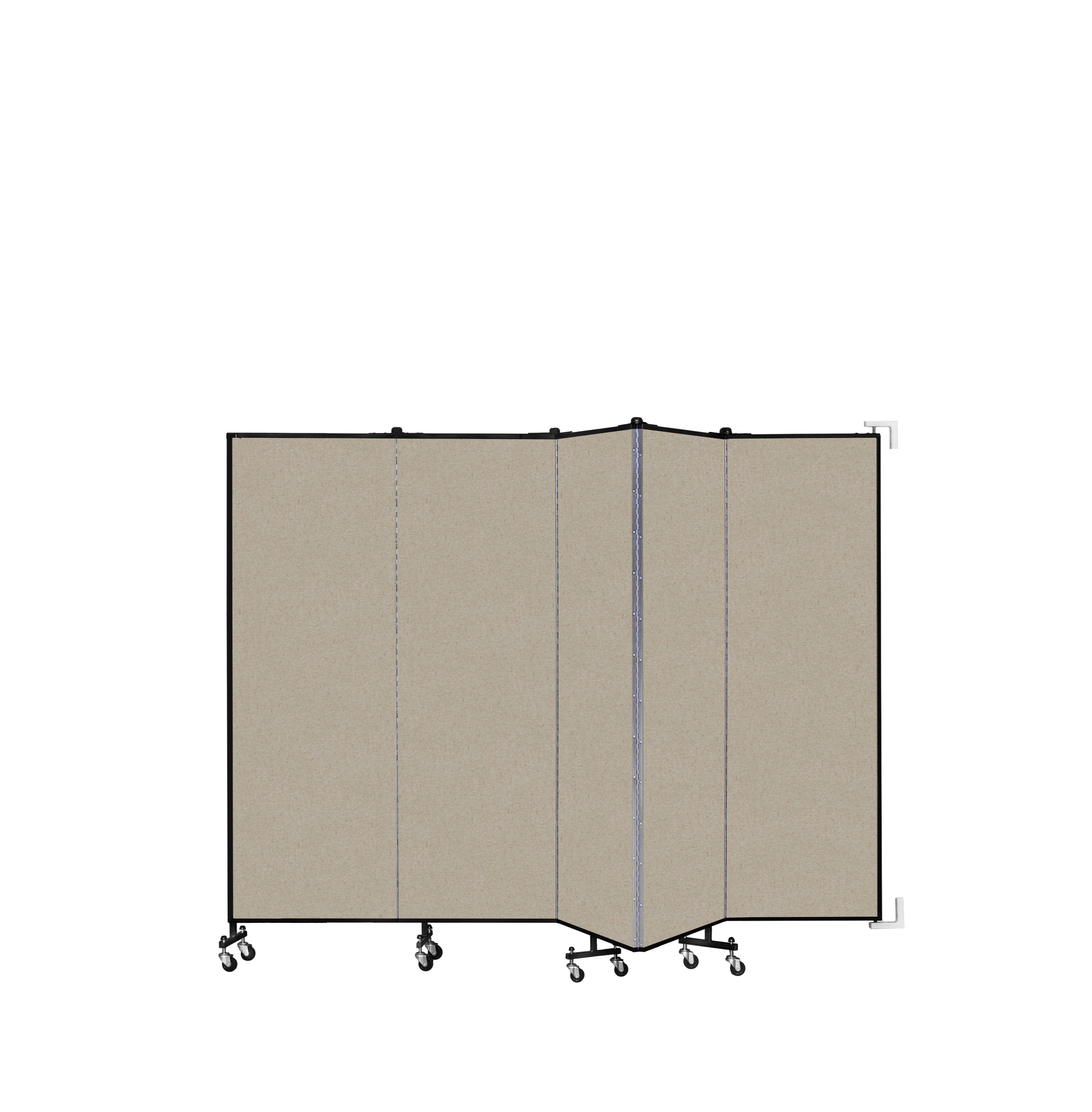 Wallmount Room Divider - 6'H x 9' 2"L - 5 Panel, Hazelnut, Vinyl