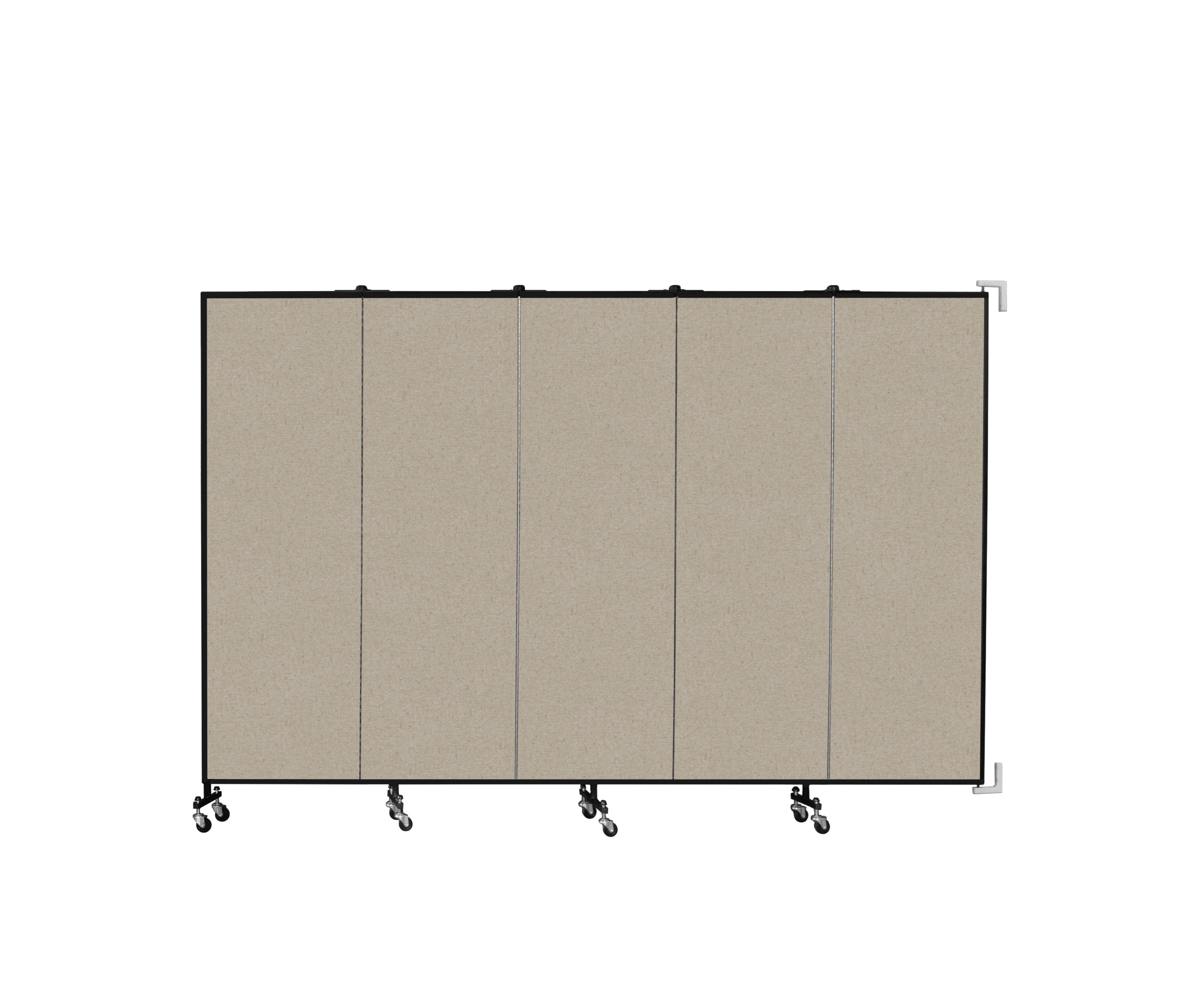Wallmount Room Divider - 6'H x 9' 2"L - 5 Panel, Hazelnut, Vinyl
