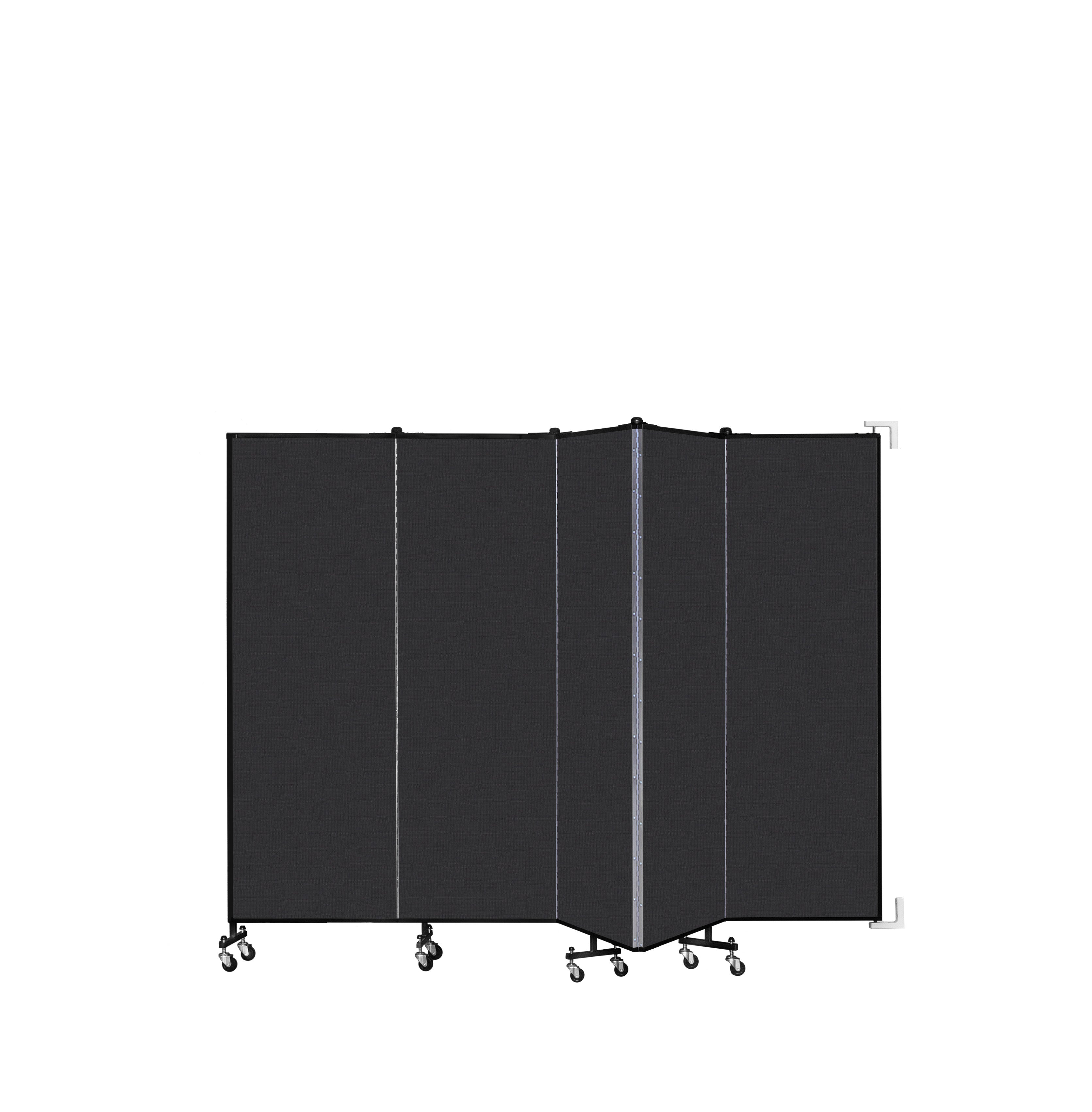 Wallmount Room Divider - 6'H x 9' 2"L - 5 Panel, Coal, Vinyl