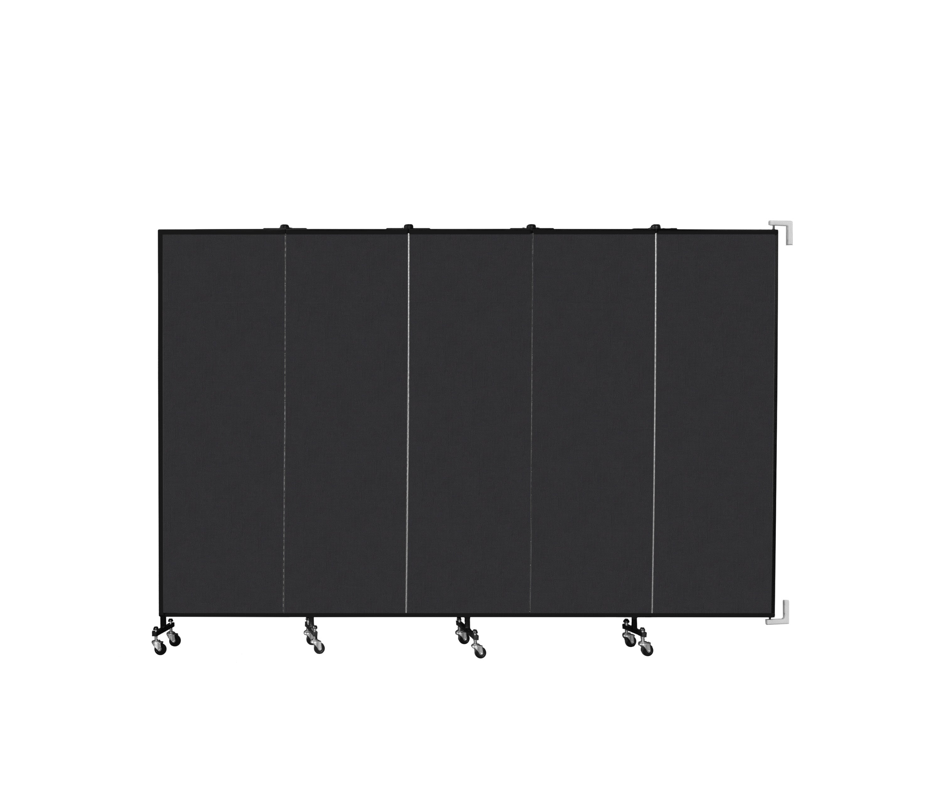 Wallmount Room Divider - 6'H x 9' 2"L - 5 Panel, Coal, Vinyl