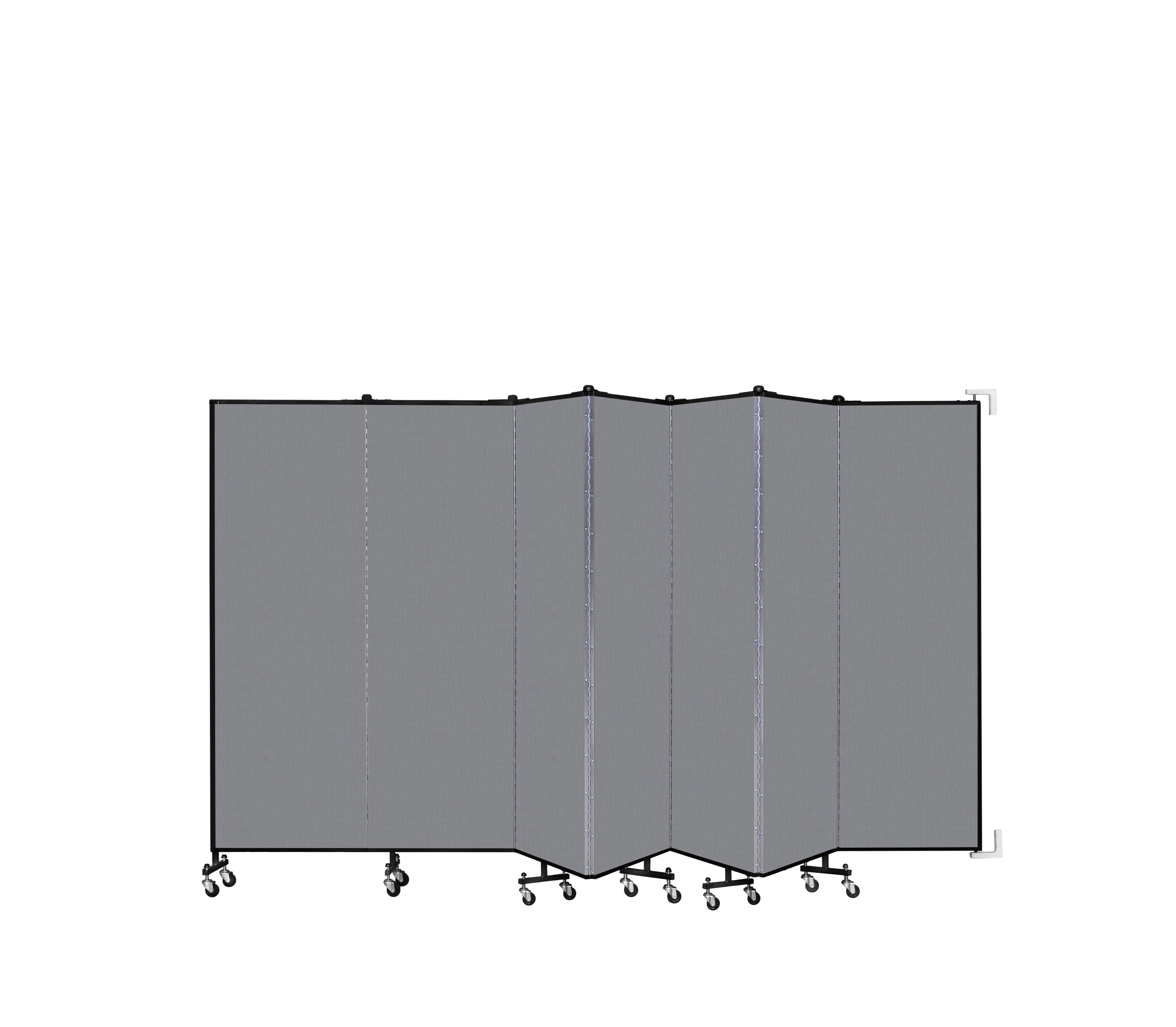 Wallmount Room Divider - 6'H x 12' 10"L - 7 Panel, Stone, Fabric