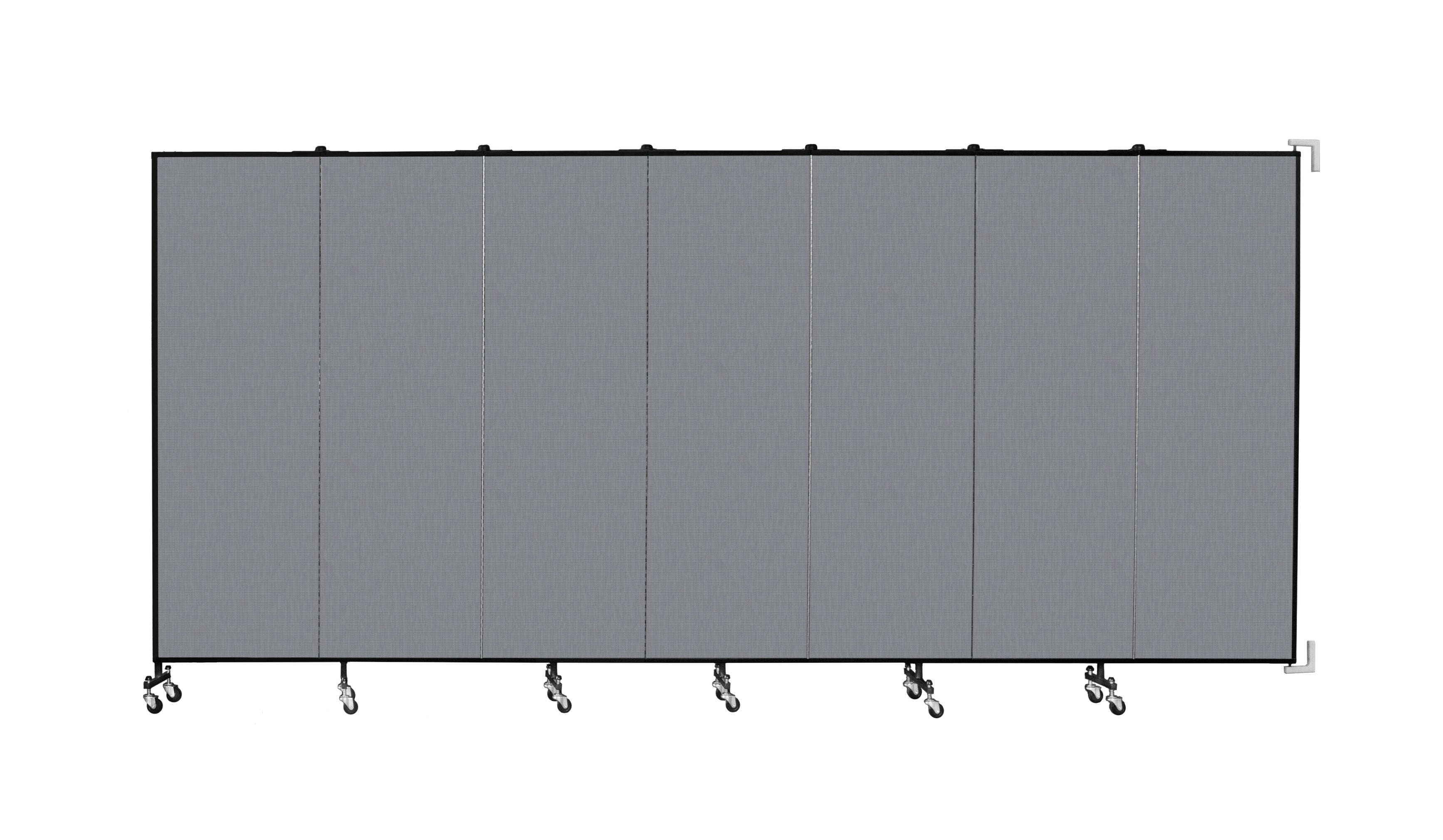 Wallmount Room Divider - 6'H x 12' 10"L - 7 Panel, Stone, Fabric