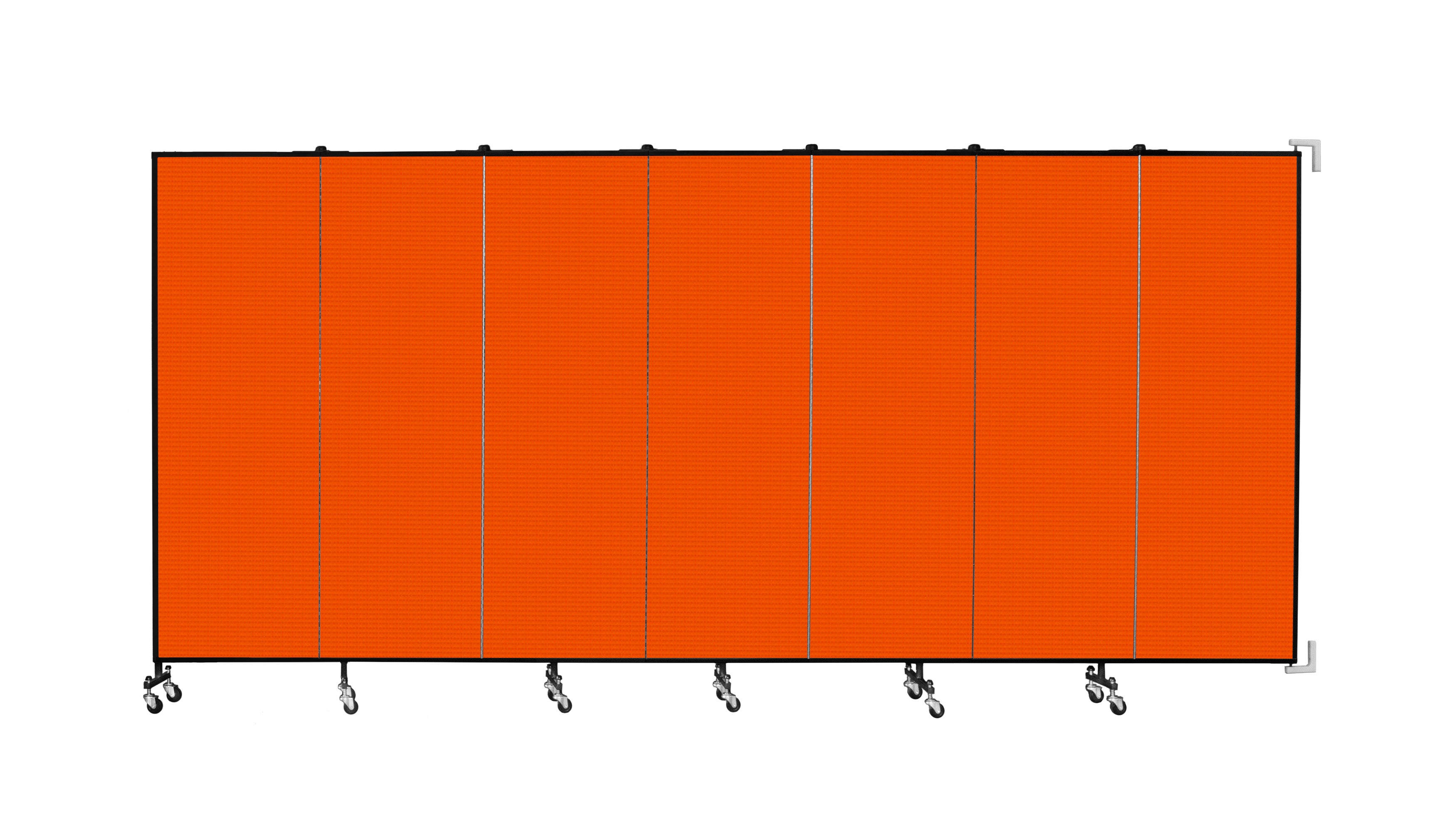 Wallmount Room Divider - 6'H x 12' 10"L - 7 Panel, Orange, Fabric