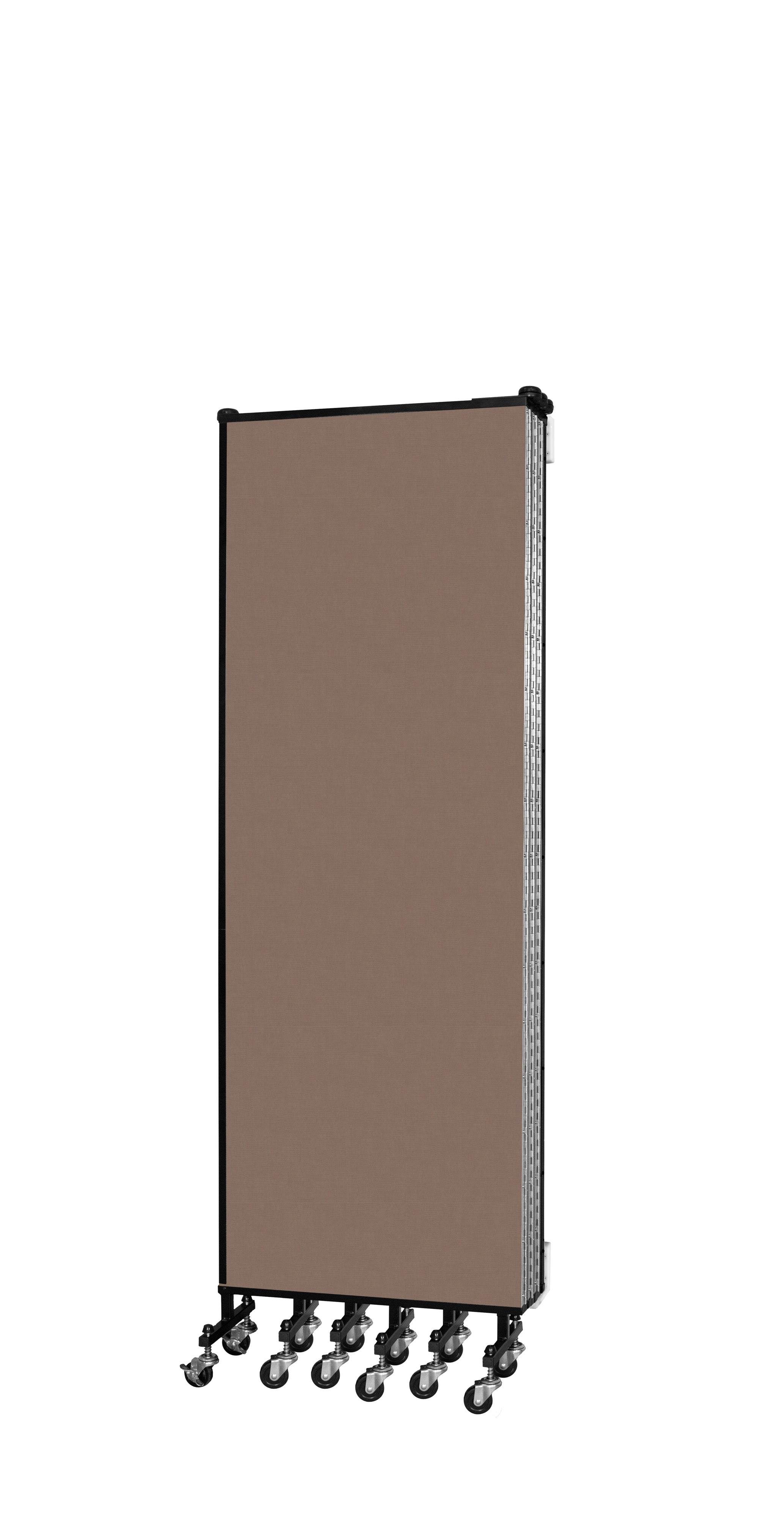 Wallmount Room Divider - 6'H x 12' 10"L - 7 Panel, Walnut, Fabric
