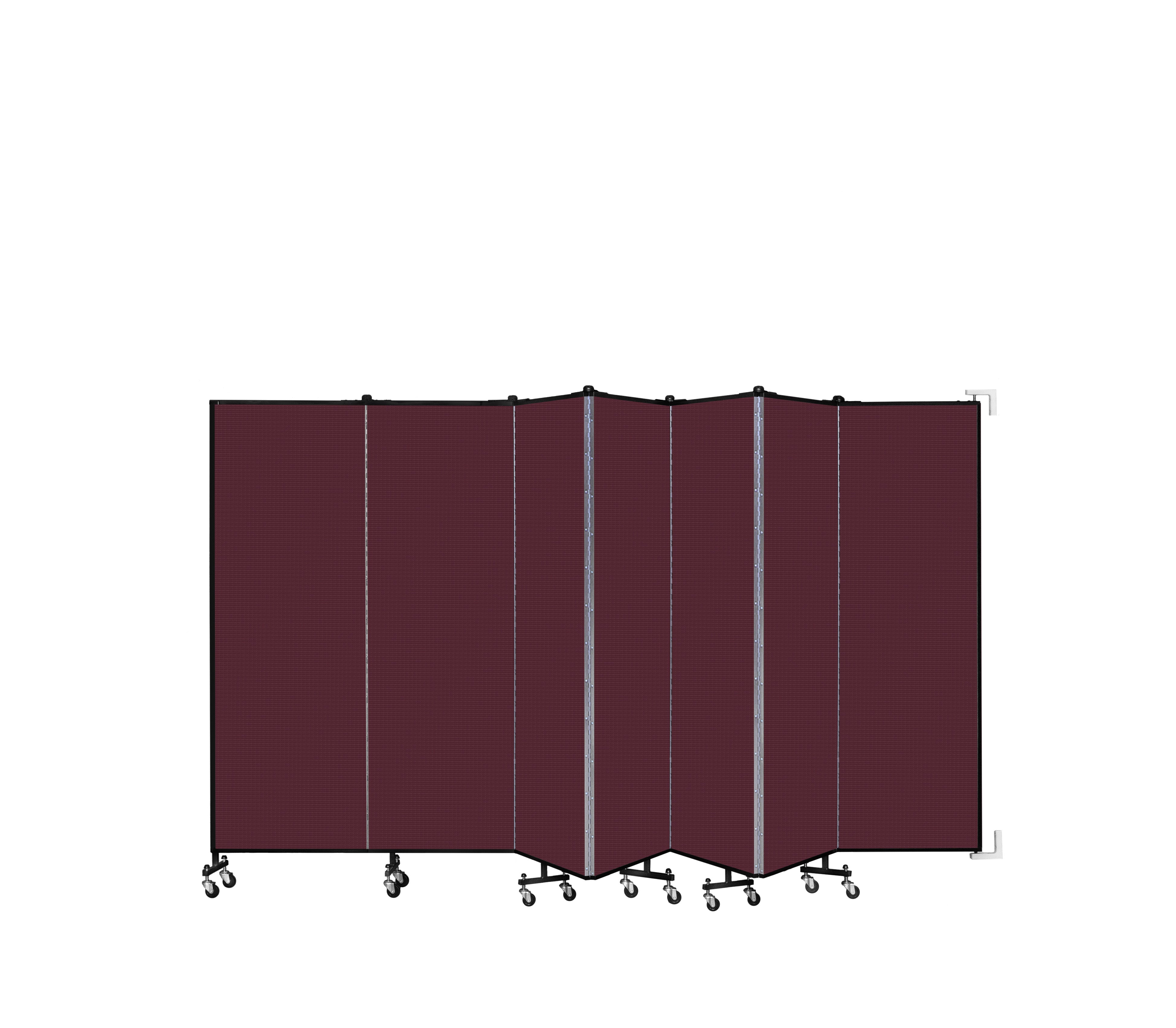 Wallmount Room Divider - 6'H x 12' 10"L - 7 Panel, Purple, Fabric