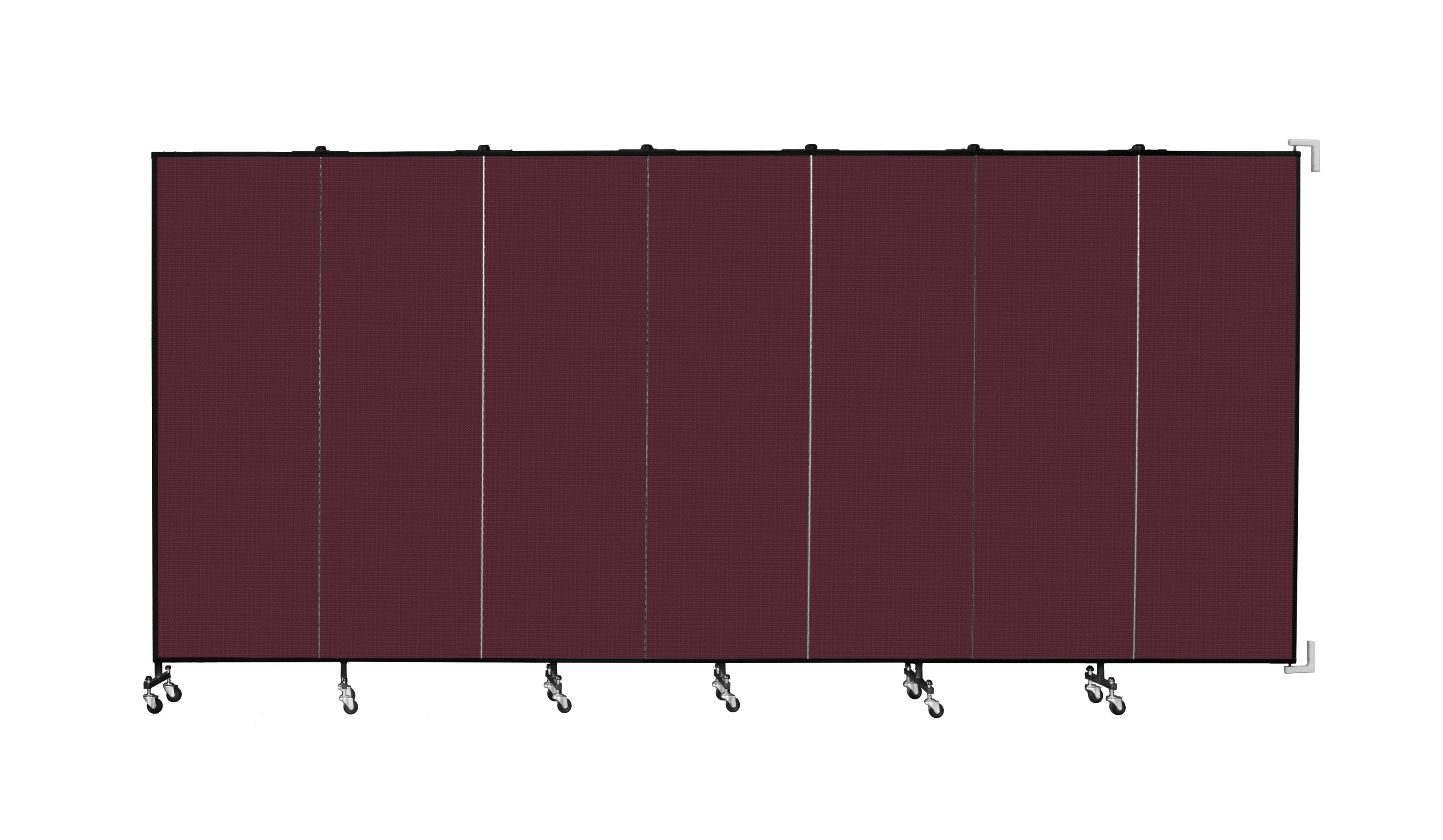 Wallmount Room Divider - 6'H x 12' 10"L - 7 Panel, Purple, Fabric