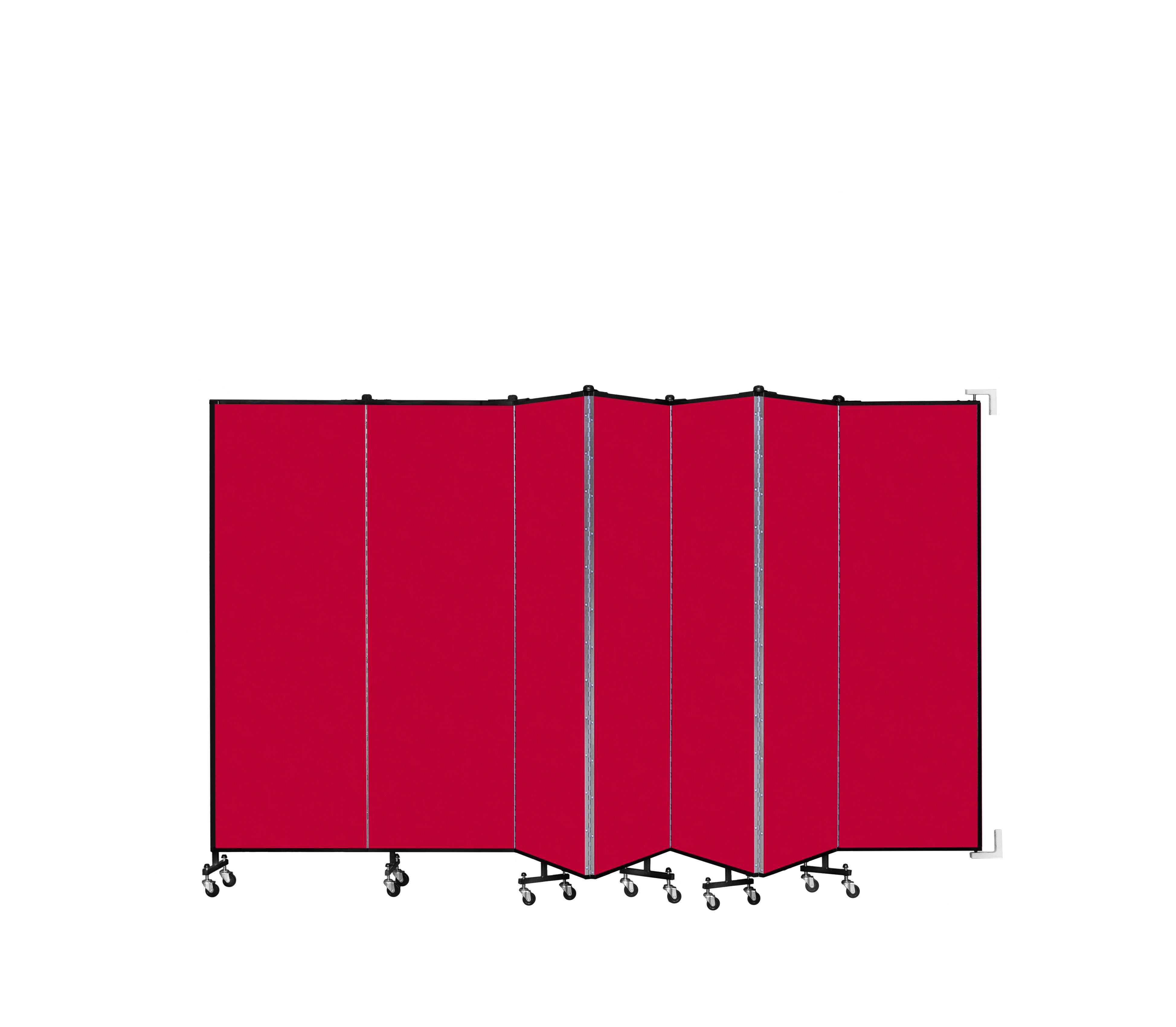 Wallmount Room Divider - 6'H x 12' 10"L - 7 Panel, Primary Red, Fabric