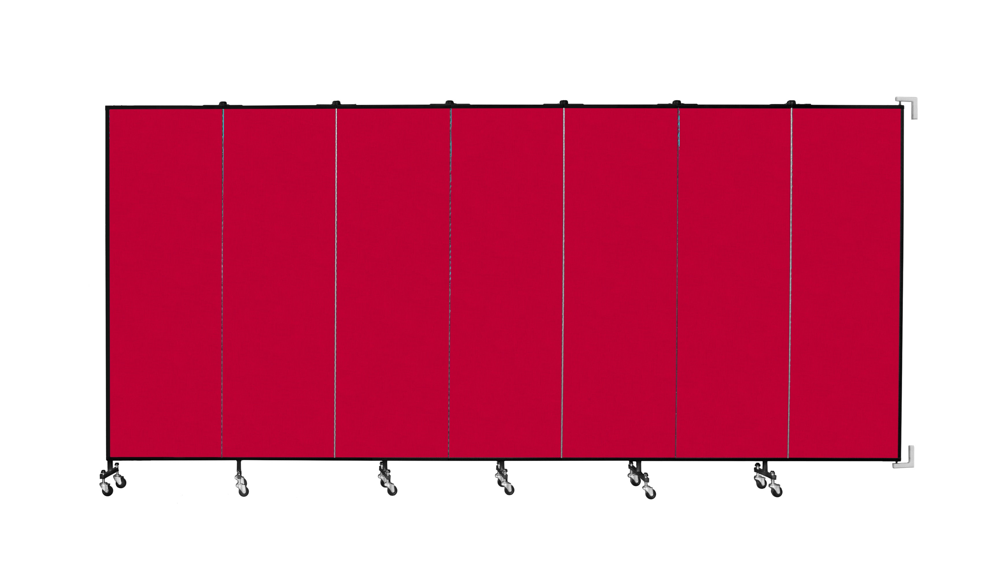 Wallmount Room Divider - 6'H x 12' 10"L - 7 Panel, Primary Red, Fabric