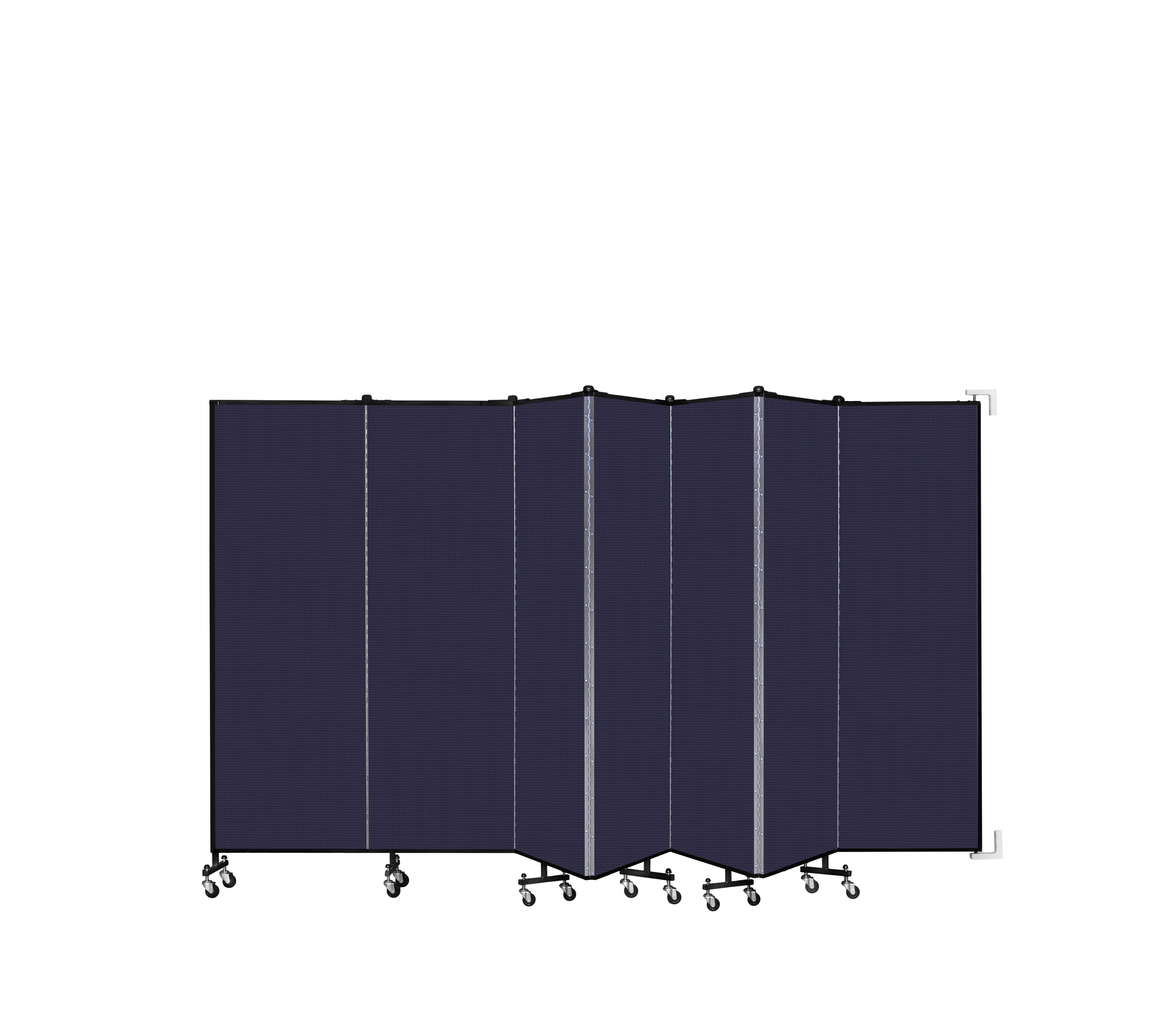 Wallmount Room Divider - 6'H x 12' 10"L - 7 Panel, Navy, Fabric