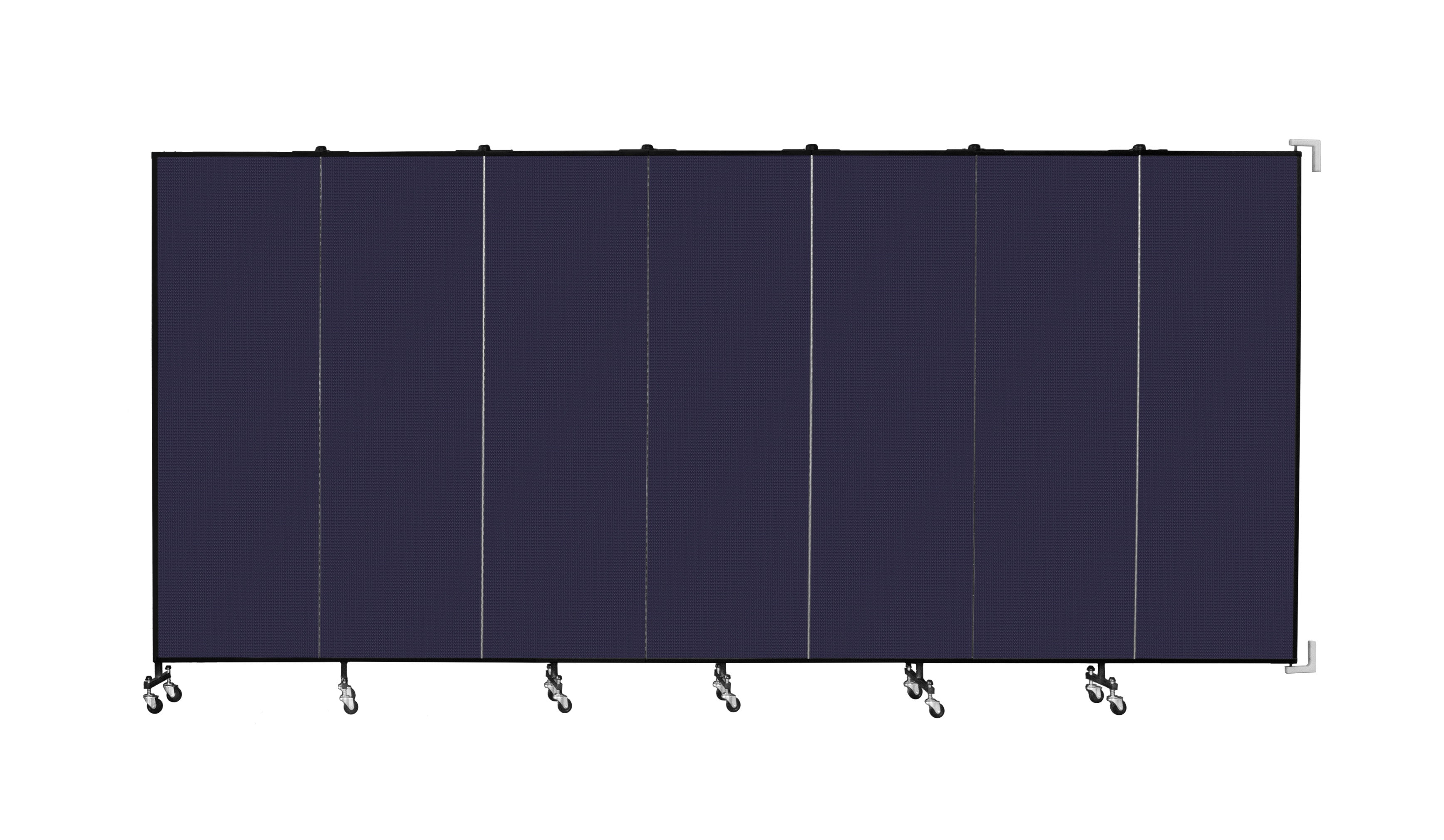 Wallmount Room Divider - 6'H x 12' 10"L - 7 Panel, Navy, Fabric