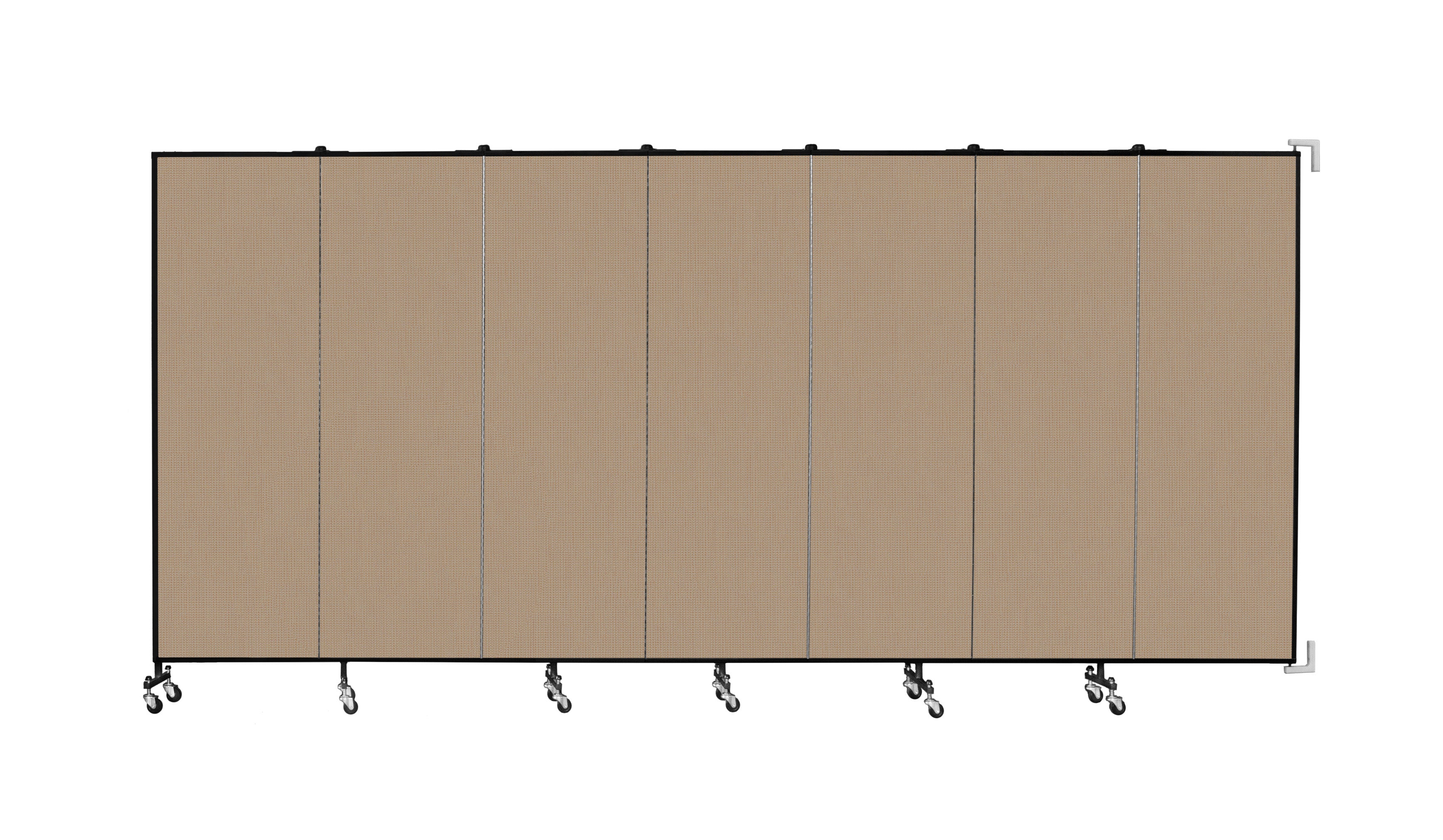 Wallmount Room Divider - 6'H x 12' 10"L - 7 Panel, Desert, Fabric