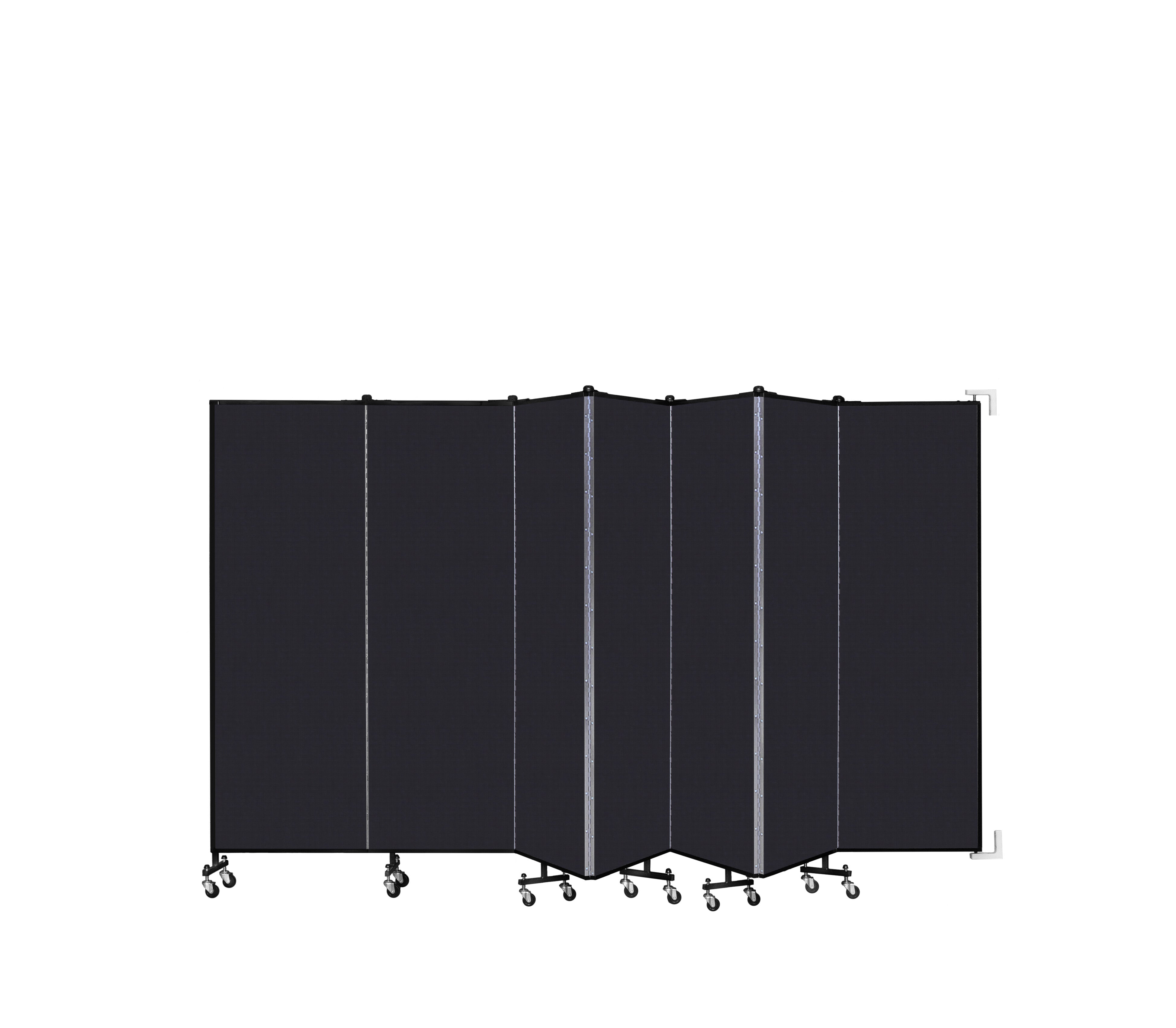 Wallmount Room Divider - 6'H x 12' 10"L - 7 Panel, Black, Fabric
