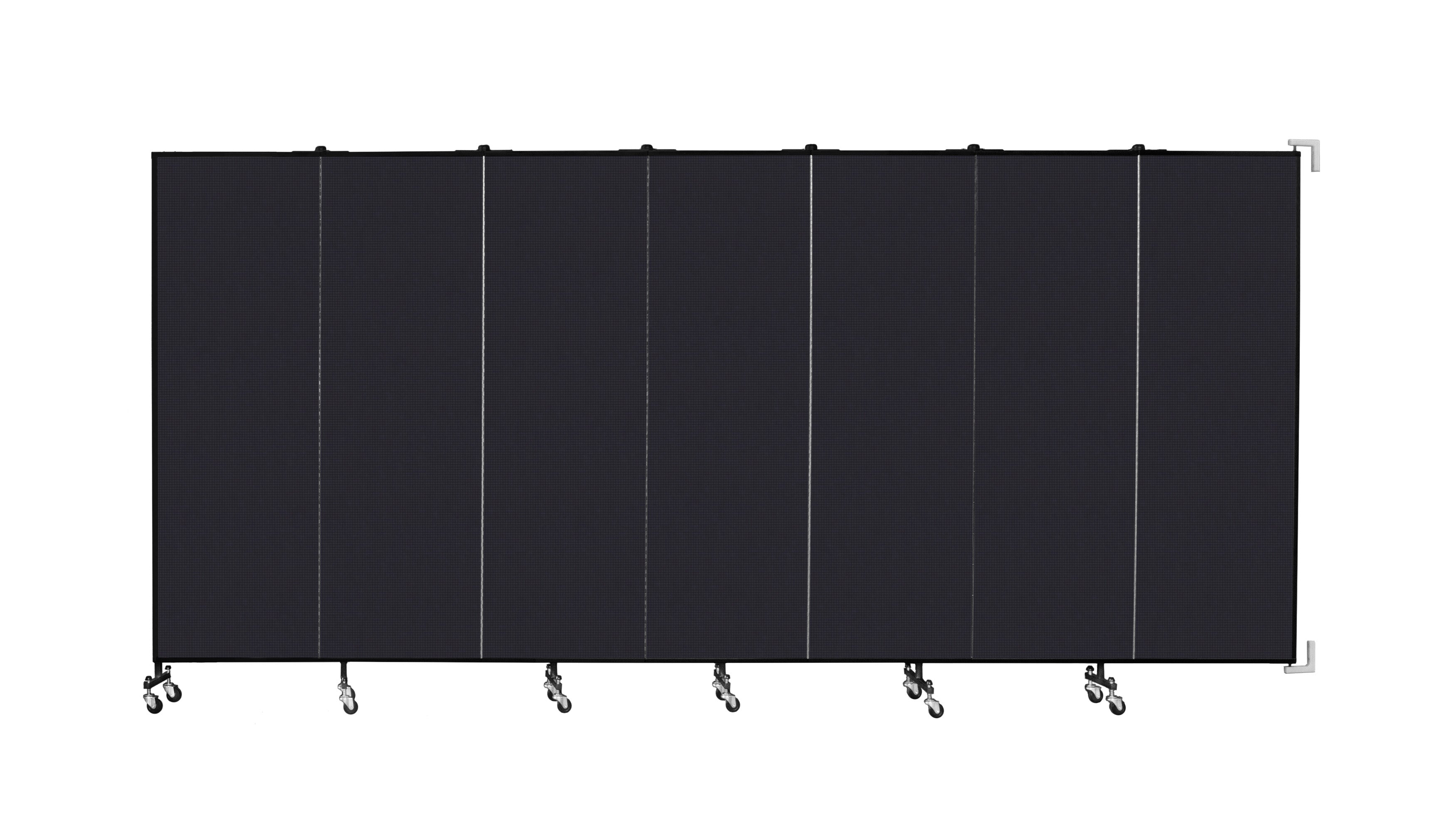 Wallmount Room Divider - 6'H x 12' 10"L - 7 Panel, Black, Fabric