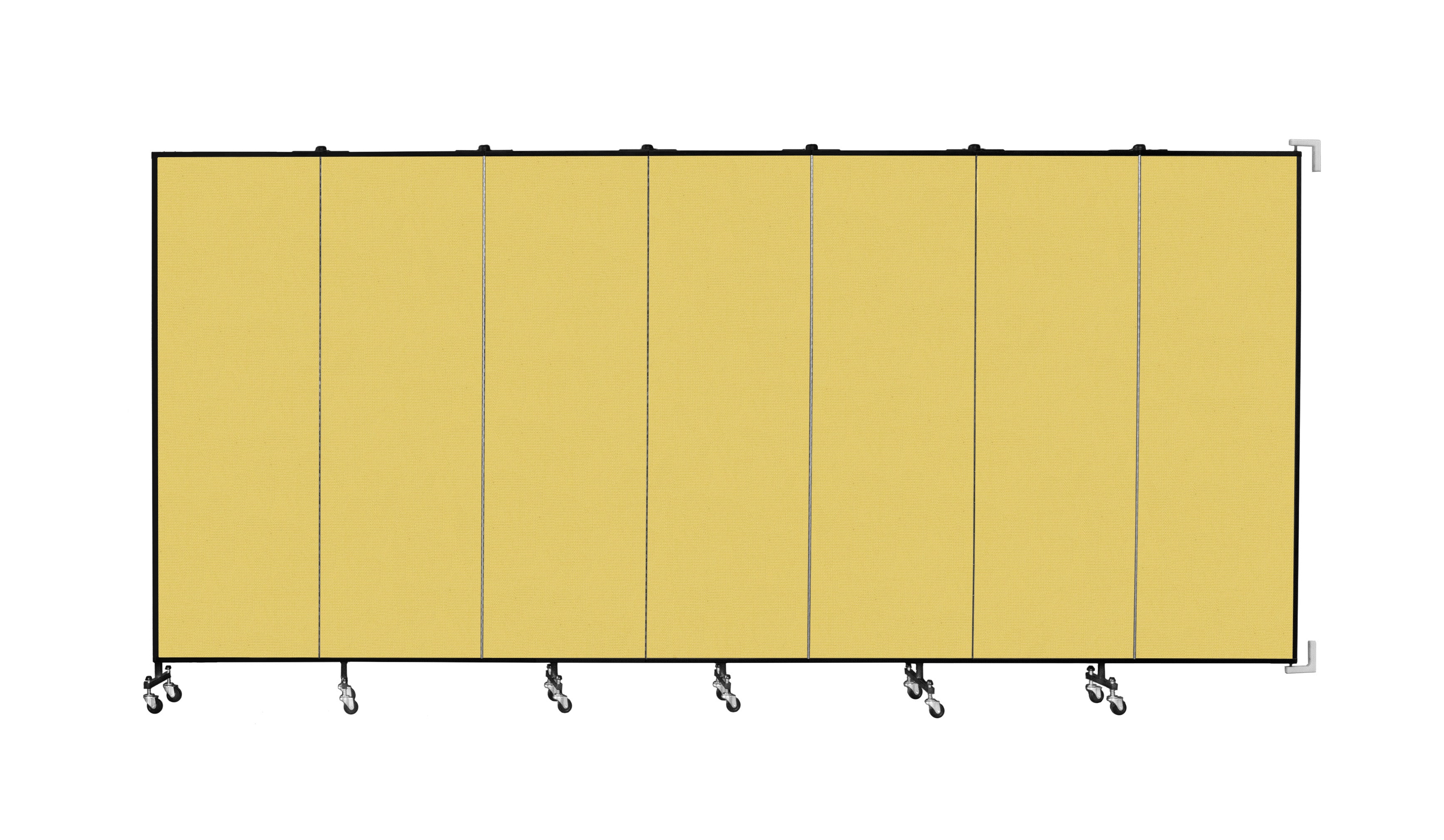 Wallmount Room Divider - 6'H x 12' 10"L - 7 Panel, Primary Yellow, Fabric
