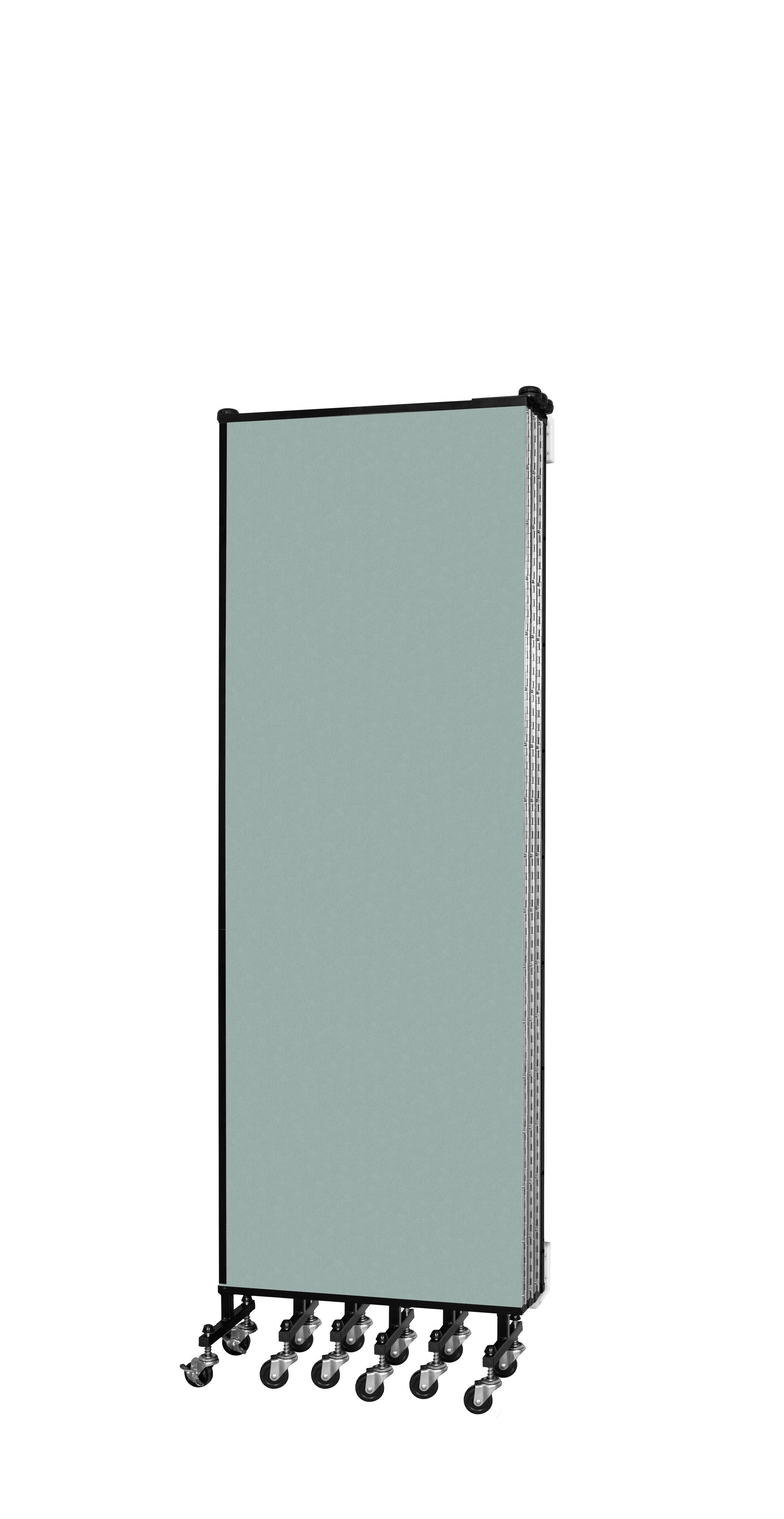 Wallmount Room Divider - 6'H x 12' 10"L - 7 Panel, Sea Green, Fabric
