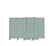 Wallmount Room Divider - 6'H x 12' 10"L - 7 Panel, Sea Green, Fabric