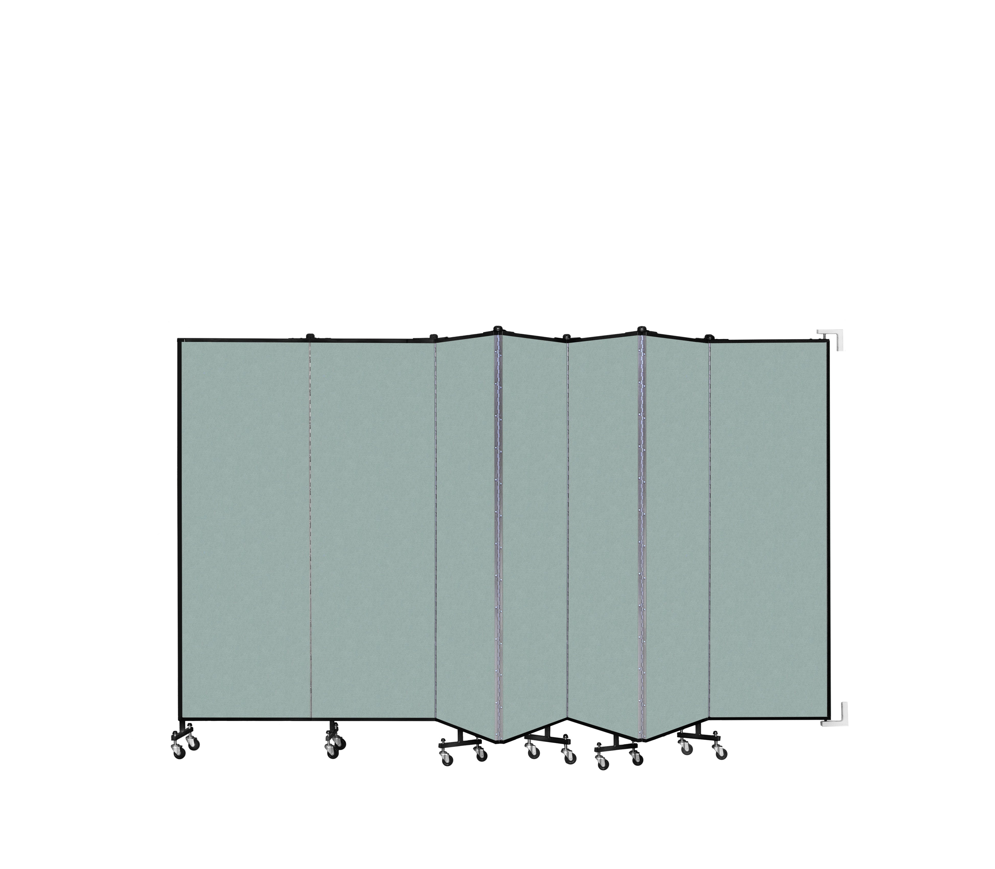 Wallmount Room Divider - 6'H x 12' 10"L - 7 Panel, Sea Green, Fabric